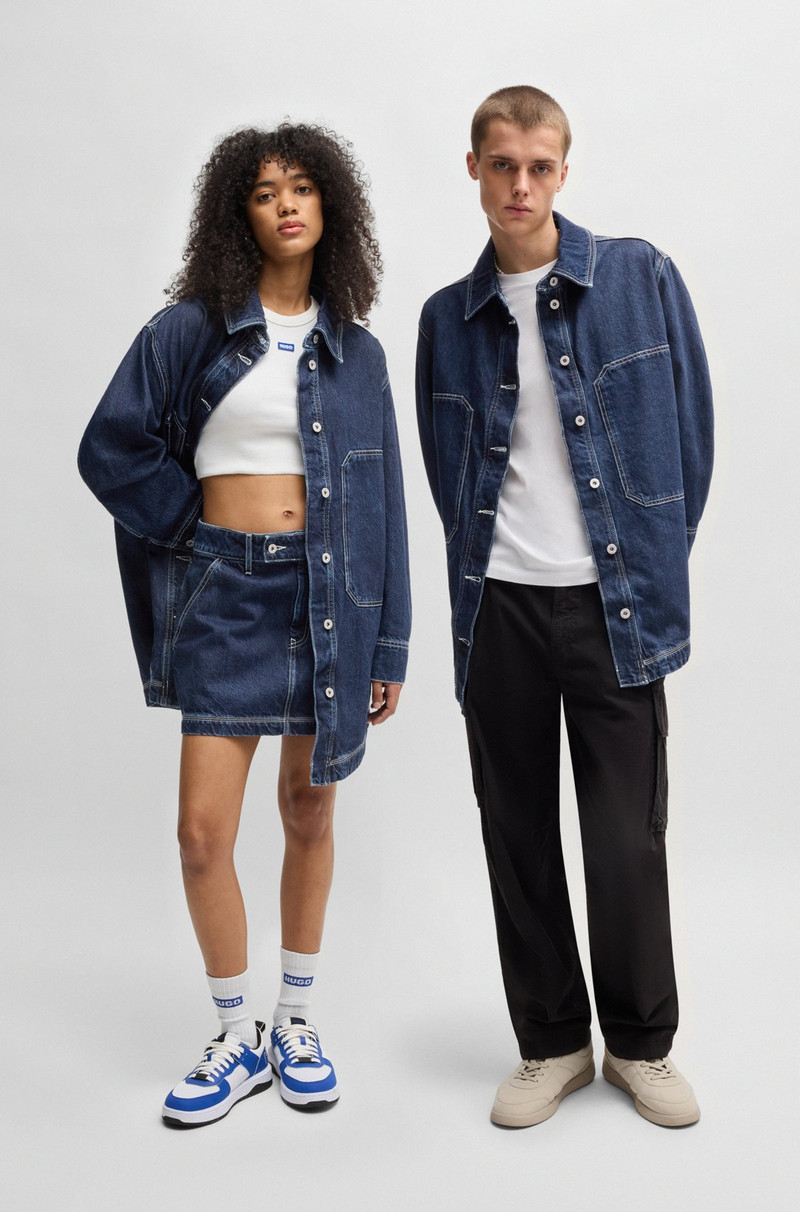 HUGO OVERSIZE-FIT DENIM JACKET WITH CONTRAST STITCHING outlook