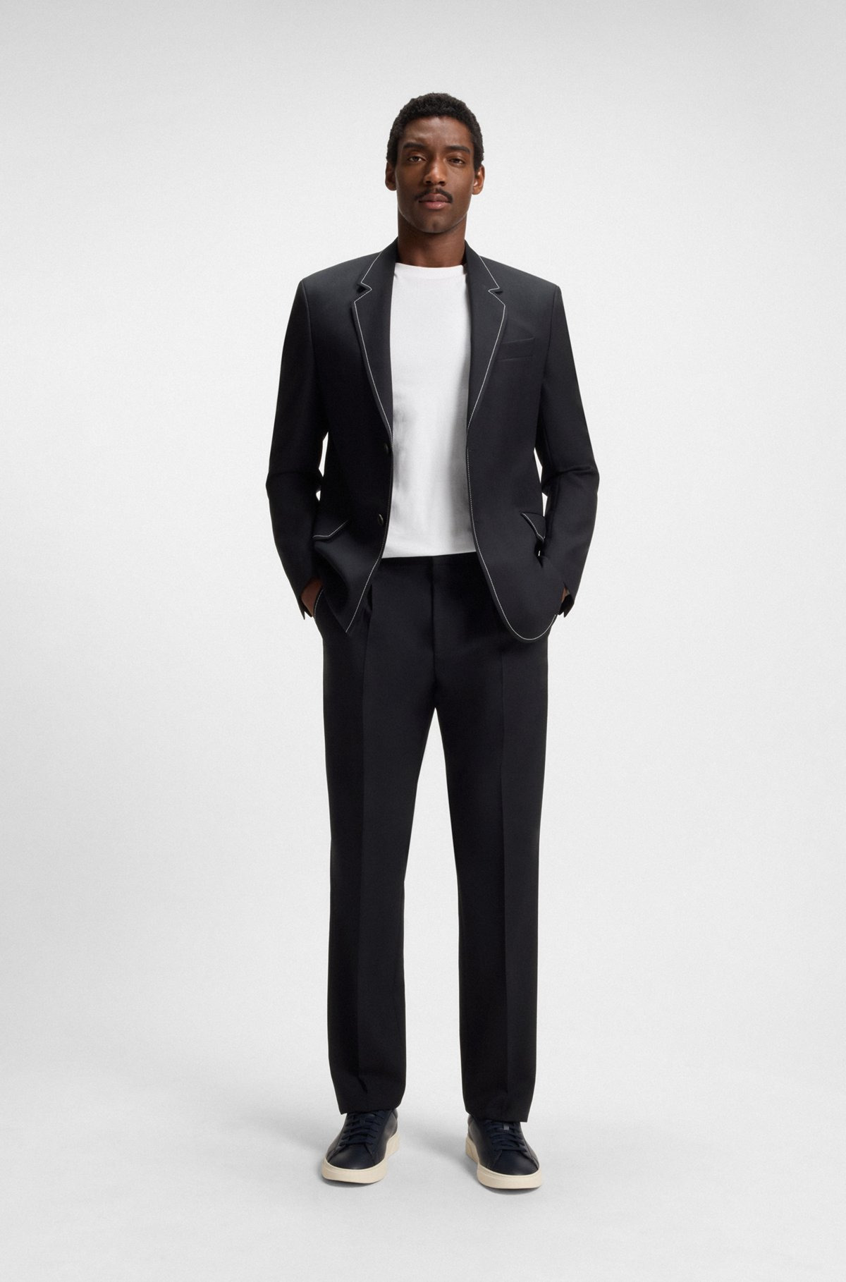 RELAXED-FIT JACKET IN WOOL WITH CONTRAST STITCHING - 3