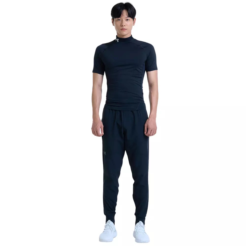 Men's HeatGear Compression Mock Short-Sleeve Shirt-Black - 6