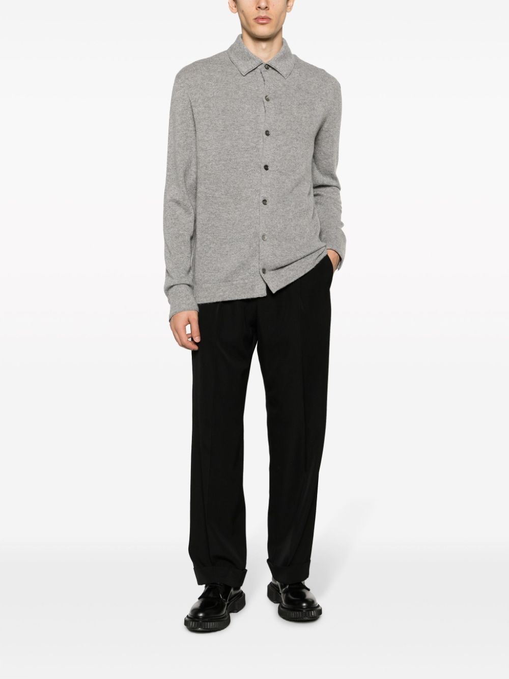 classic-collar cashmere cardigan - 2