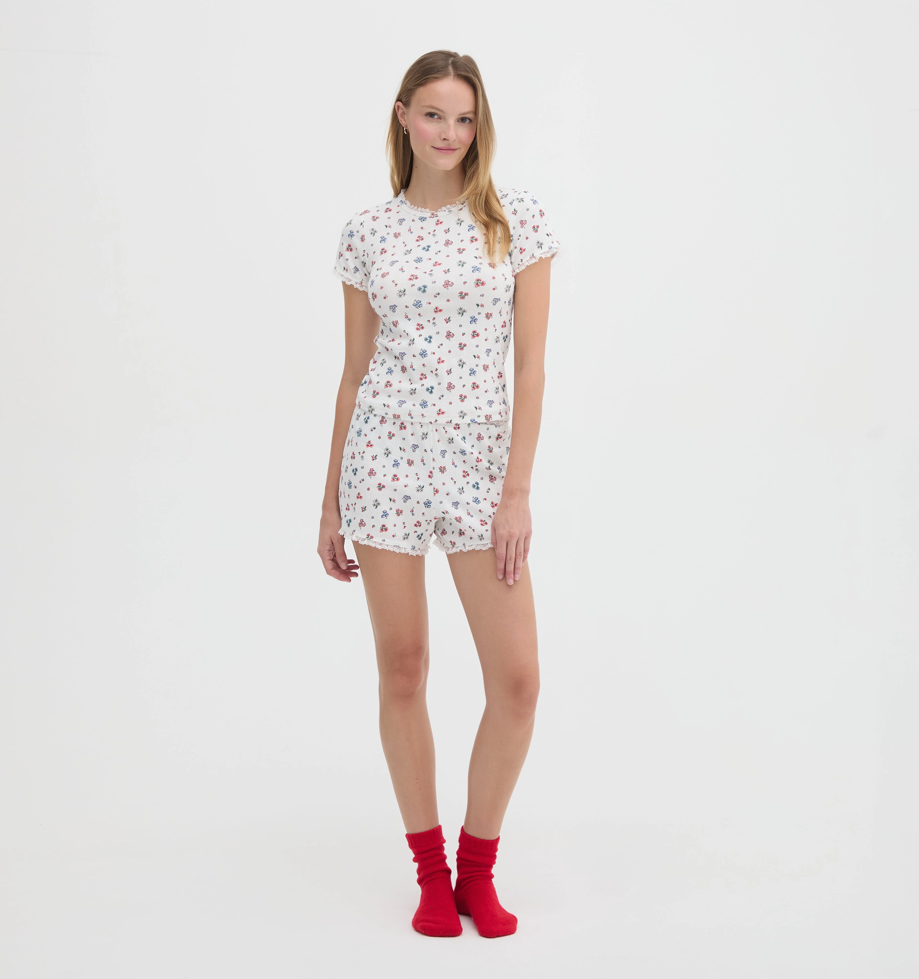 The Coco Pointelle PJ Set - Winter Posy - 1
