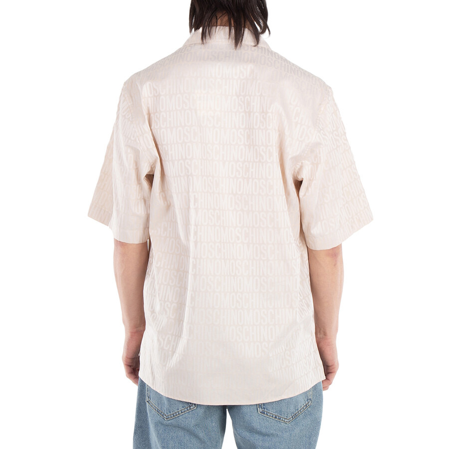 Moschino Signature Logo Jacquard Cotton Shirt, Brand Size 39 (Neck Size 15.5") - 3