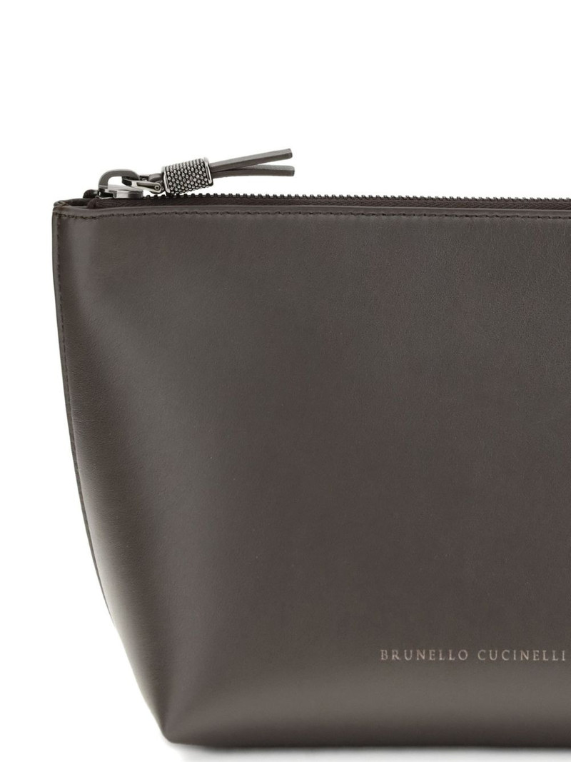 Brunello Cucinelli logo-print clutch bag outlook
