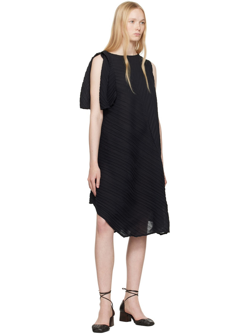 ISSEY MIYAKE Black Wrinkled & Twisted Minidress outlook
