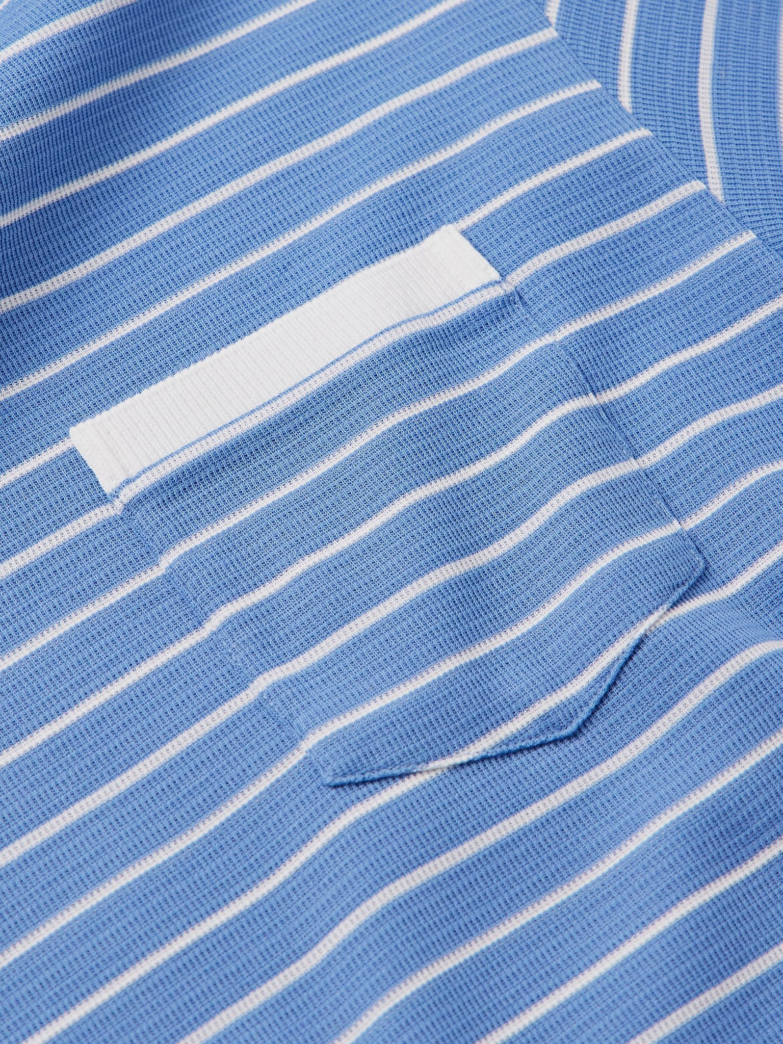 Logo-Appliquéd Striped Cotton-Jersey T-Shirt Blue - 5