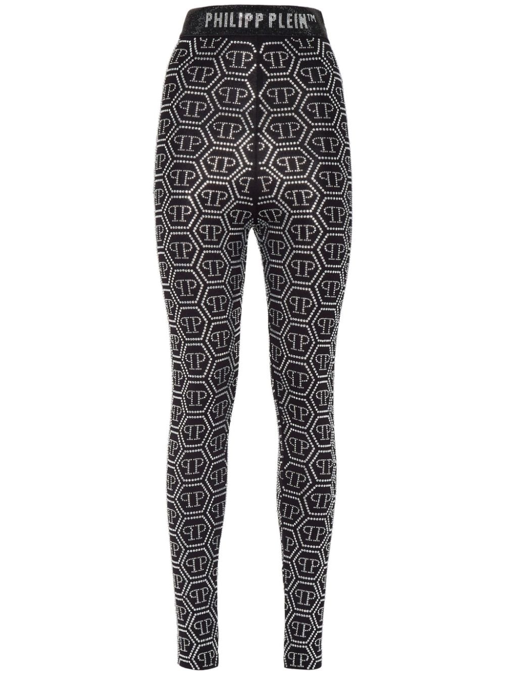 monogram-embellished high-waist leggings - 1