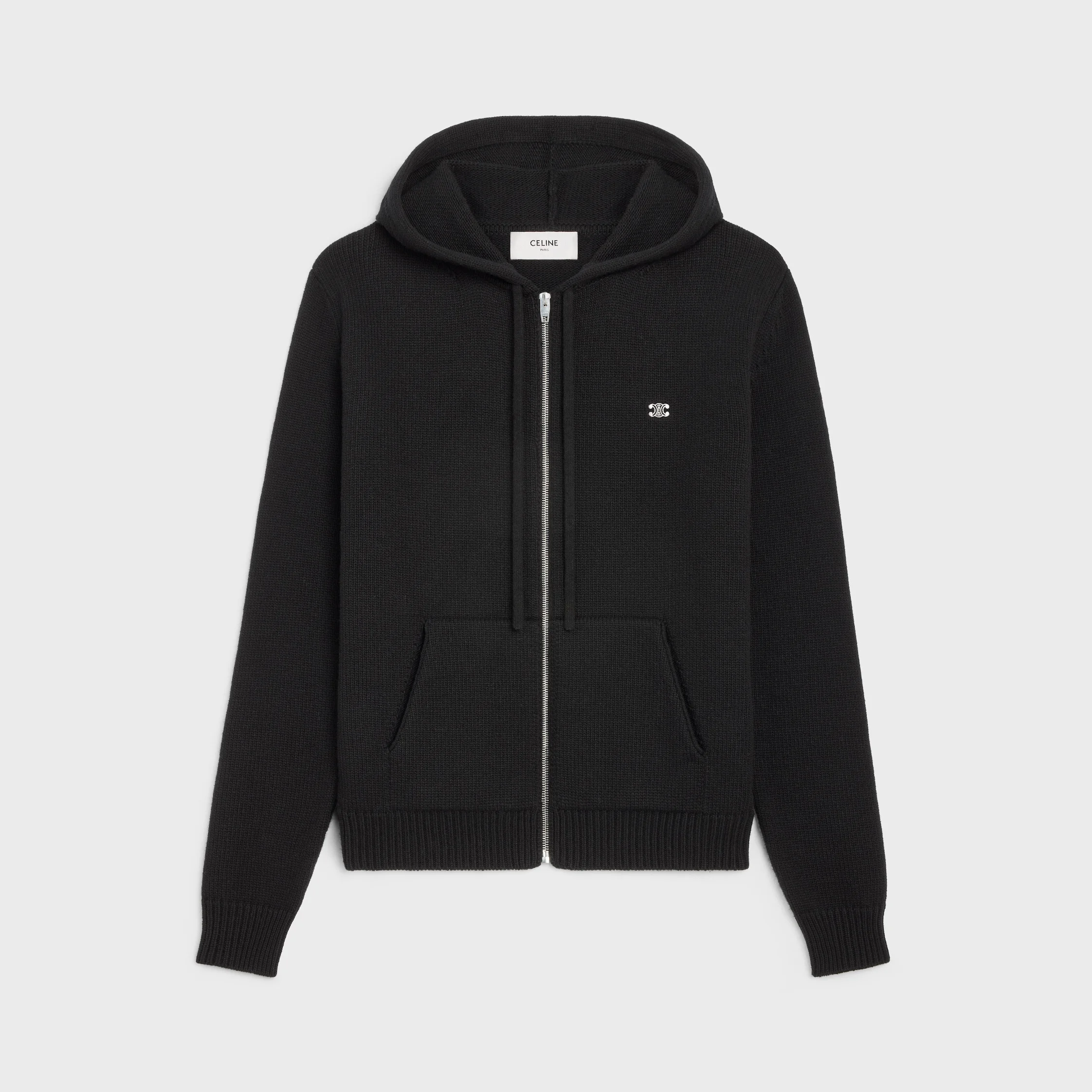 triomphe hooded sweater in wool and cashmere - 1