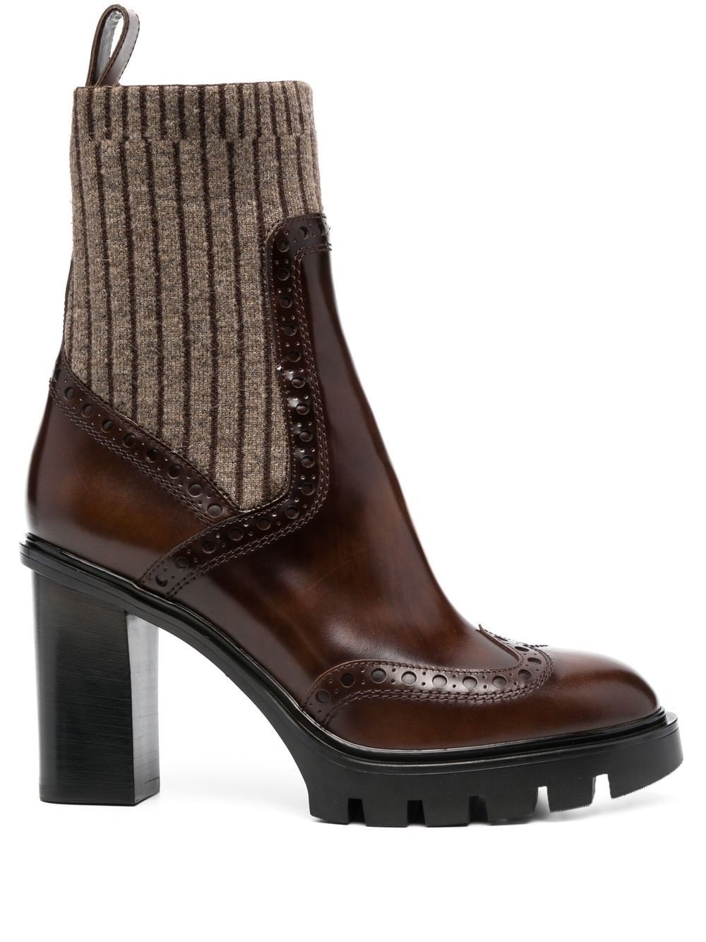 mid-heel brogue sock boot - 1