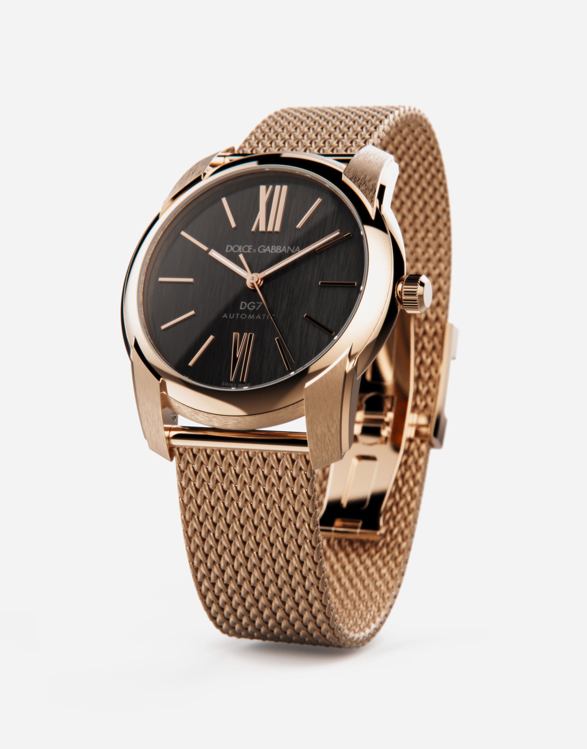 DG7 watch in red gold with Milano mesh bracalet - 3