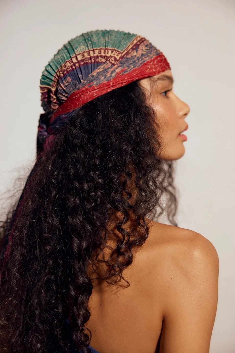 Pleated Printed Skinny Bandana - 1