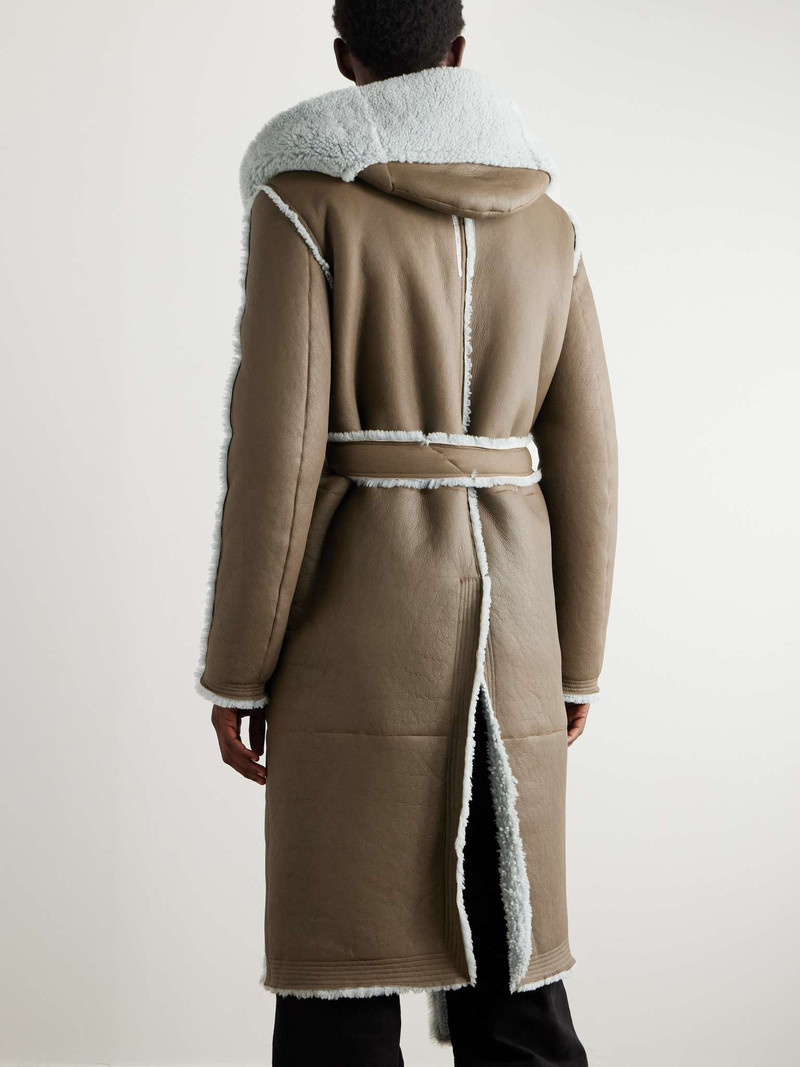 Belted Shearling Hooded Coat 4