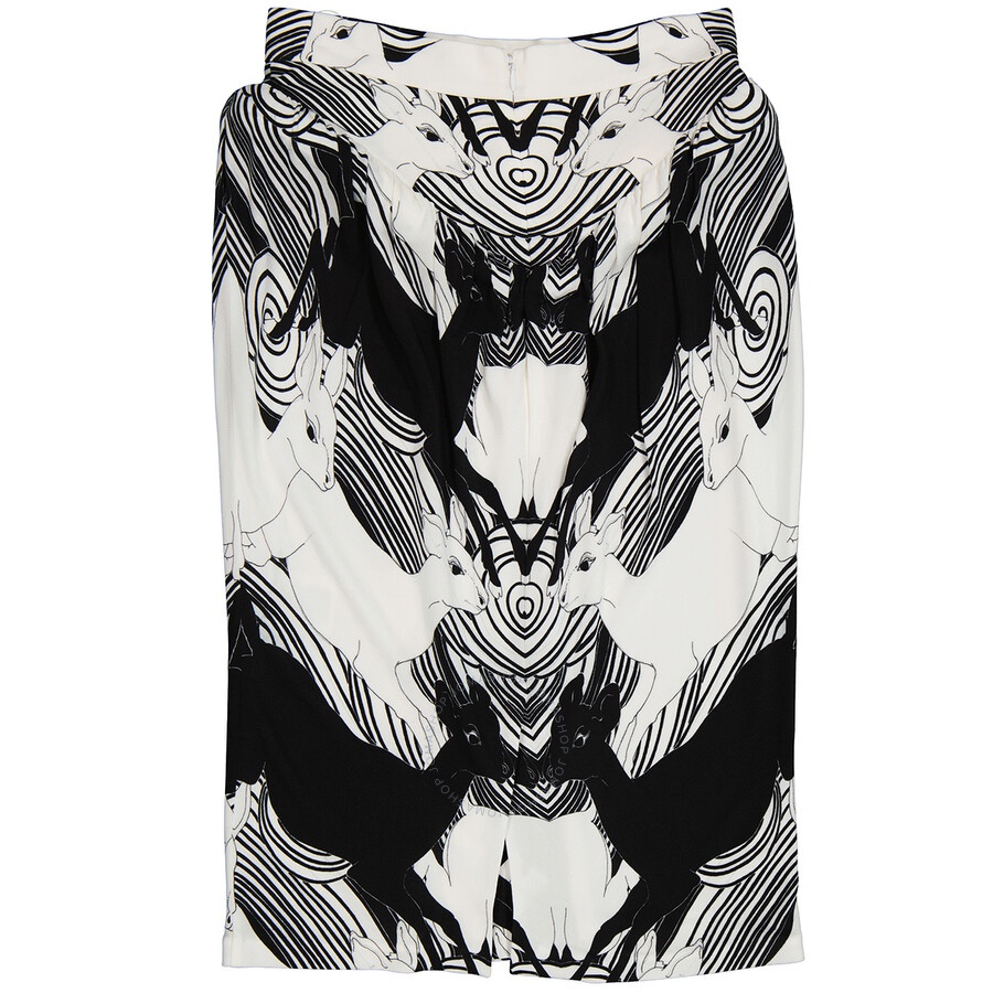 Burberry Ladies Deer Print Gathered Jersey Sculptural Skirt - 2