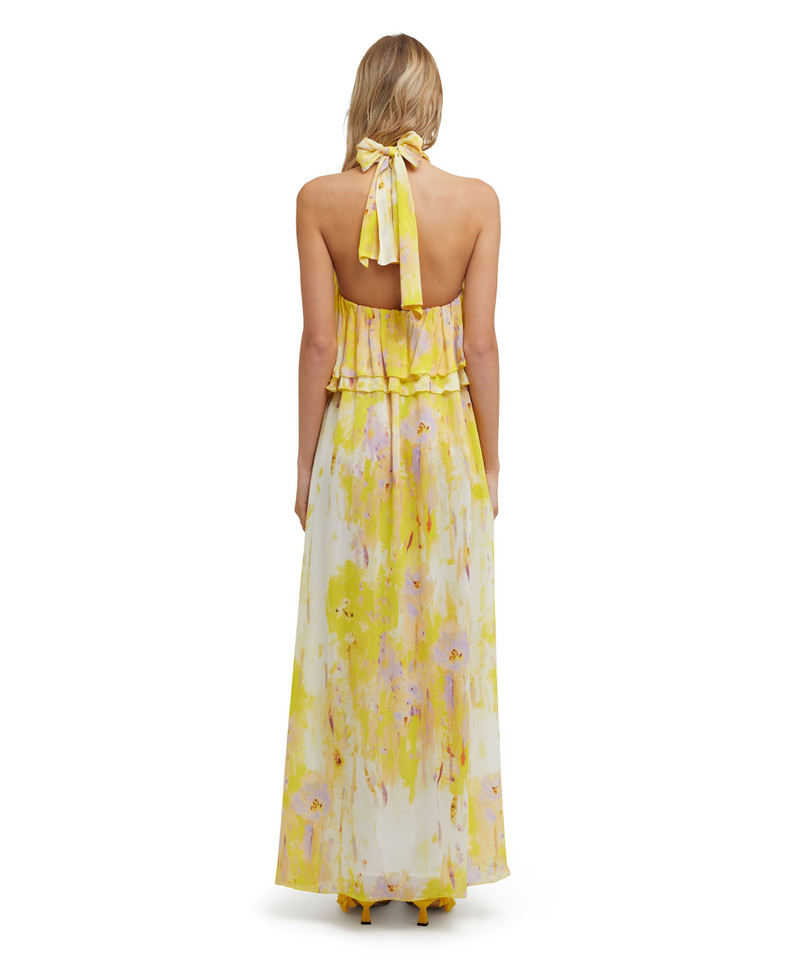 Long sleeveless dress with georgette "artsy flower" print 3