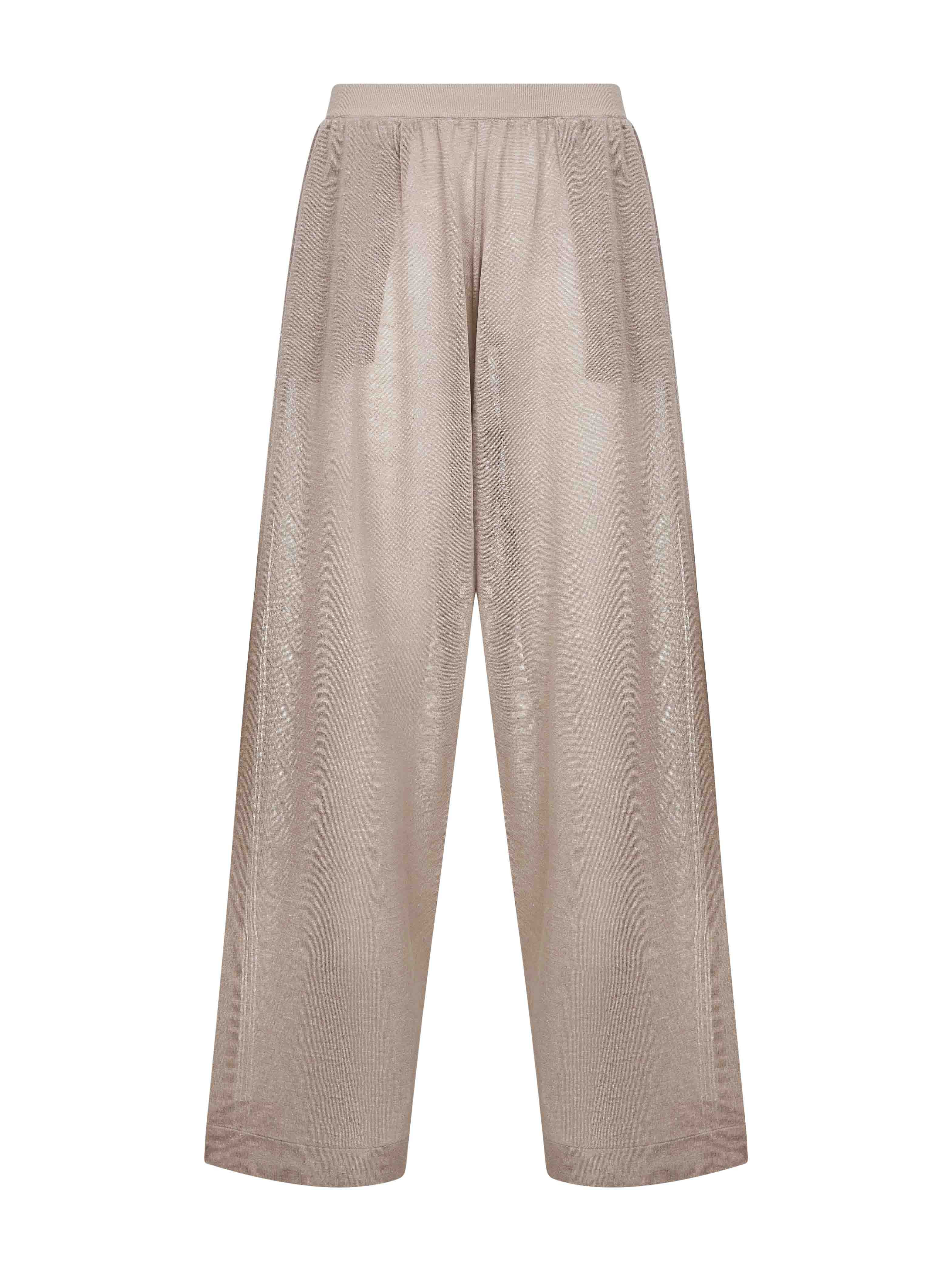 Alaïa Women Beige Silk And Linen Knit Wide-Leg Trousers - 1
