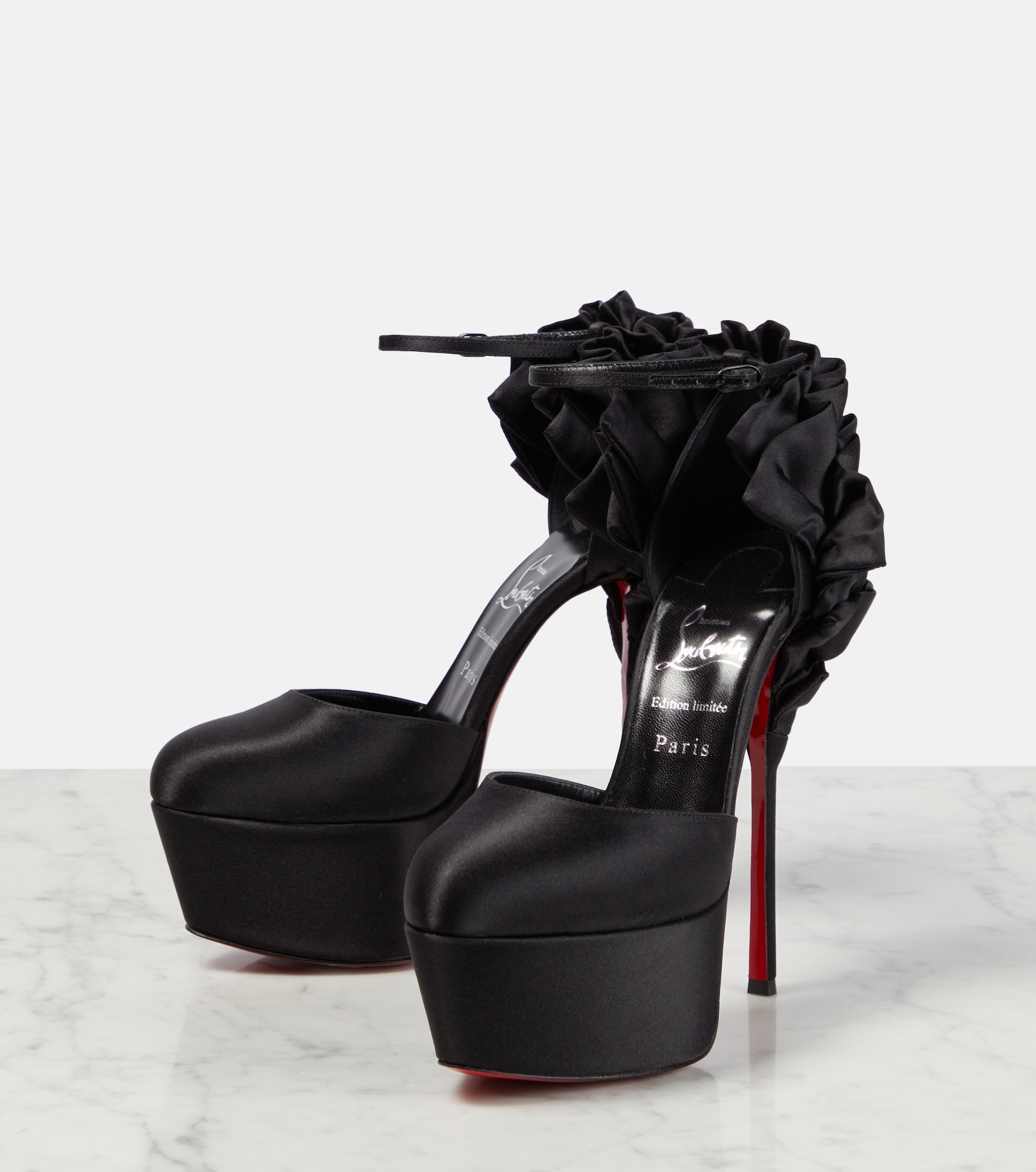 Christian Louboutin Authentic Black Towering High Heel Platform Pump Size  37