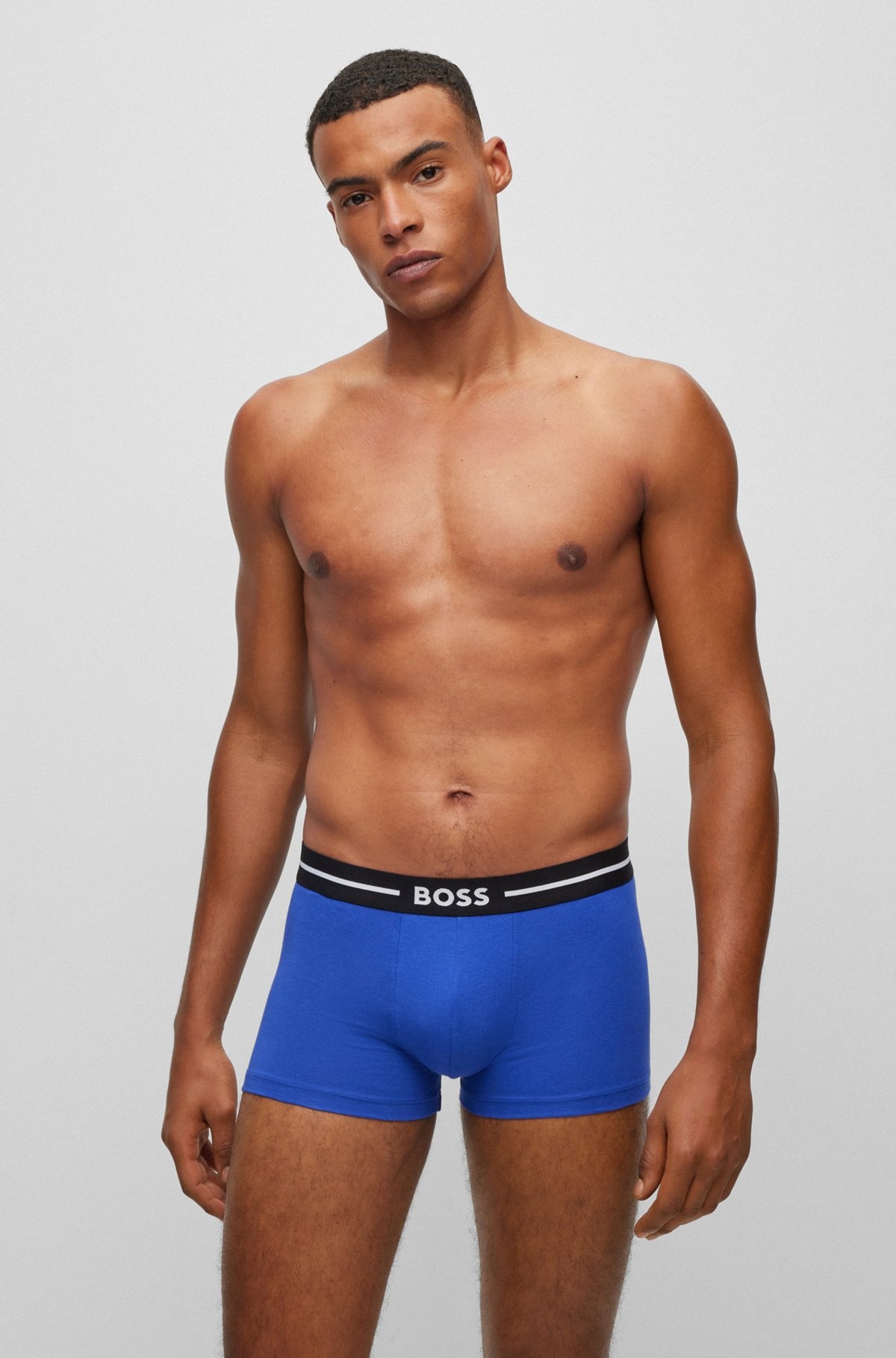 THREE-PACK OF STRETCH-COTTON TRUNKS WITH LOGO WAISTBAND - 2