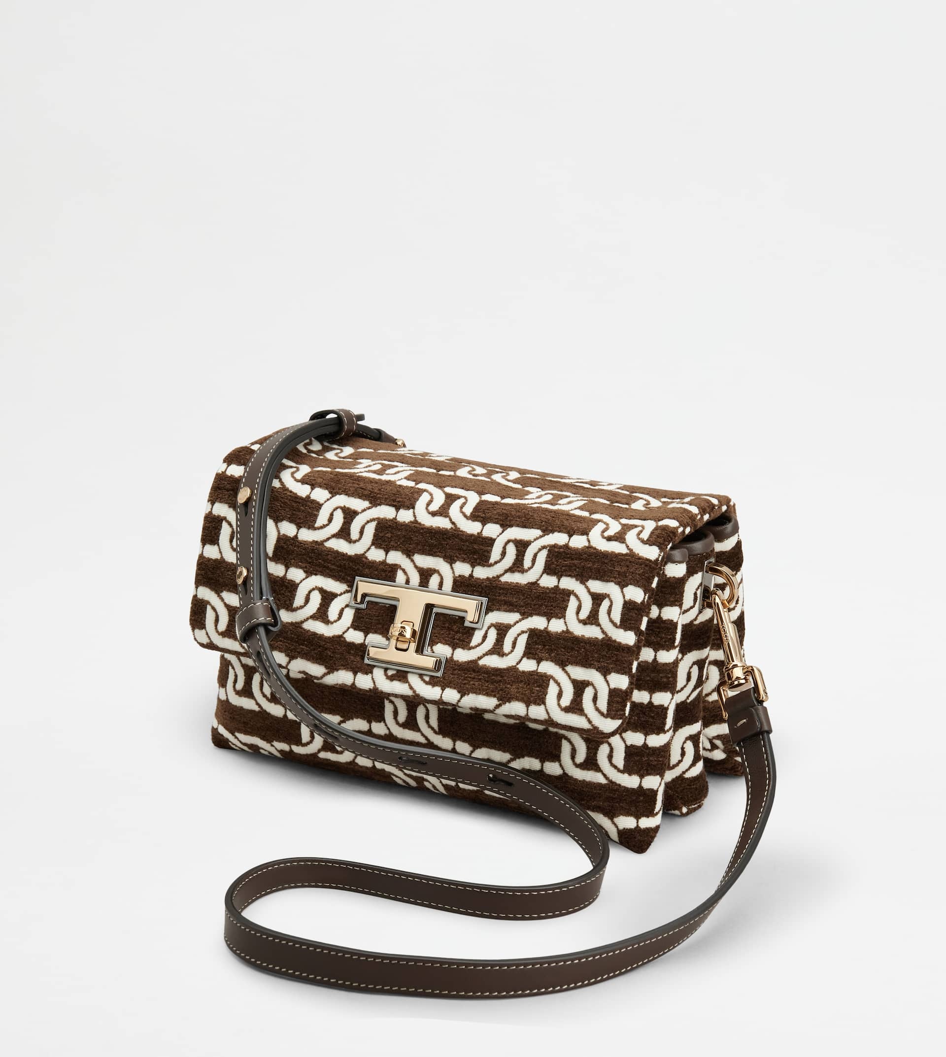 T TIMELESS FLAP BAG IN FABRIC MINI - BROWN, OFF WHITE - 6