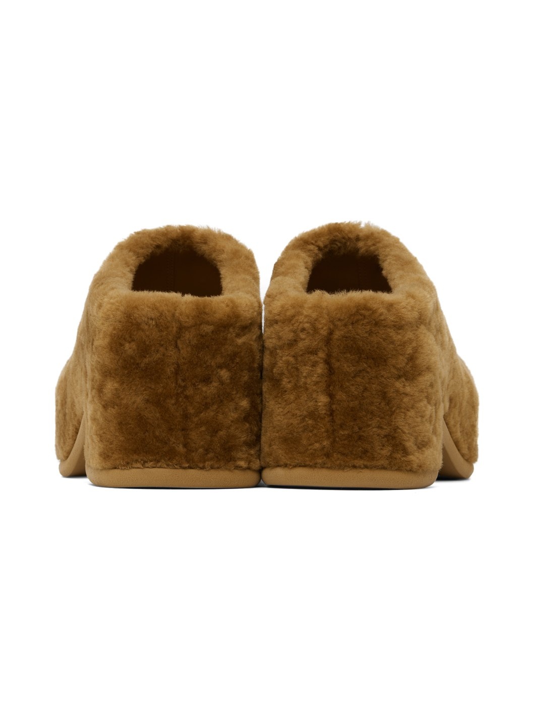 Tan Shearling Clogs - 2