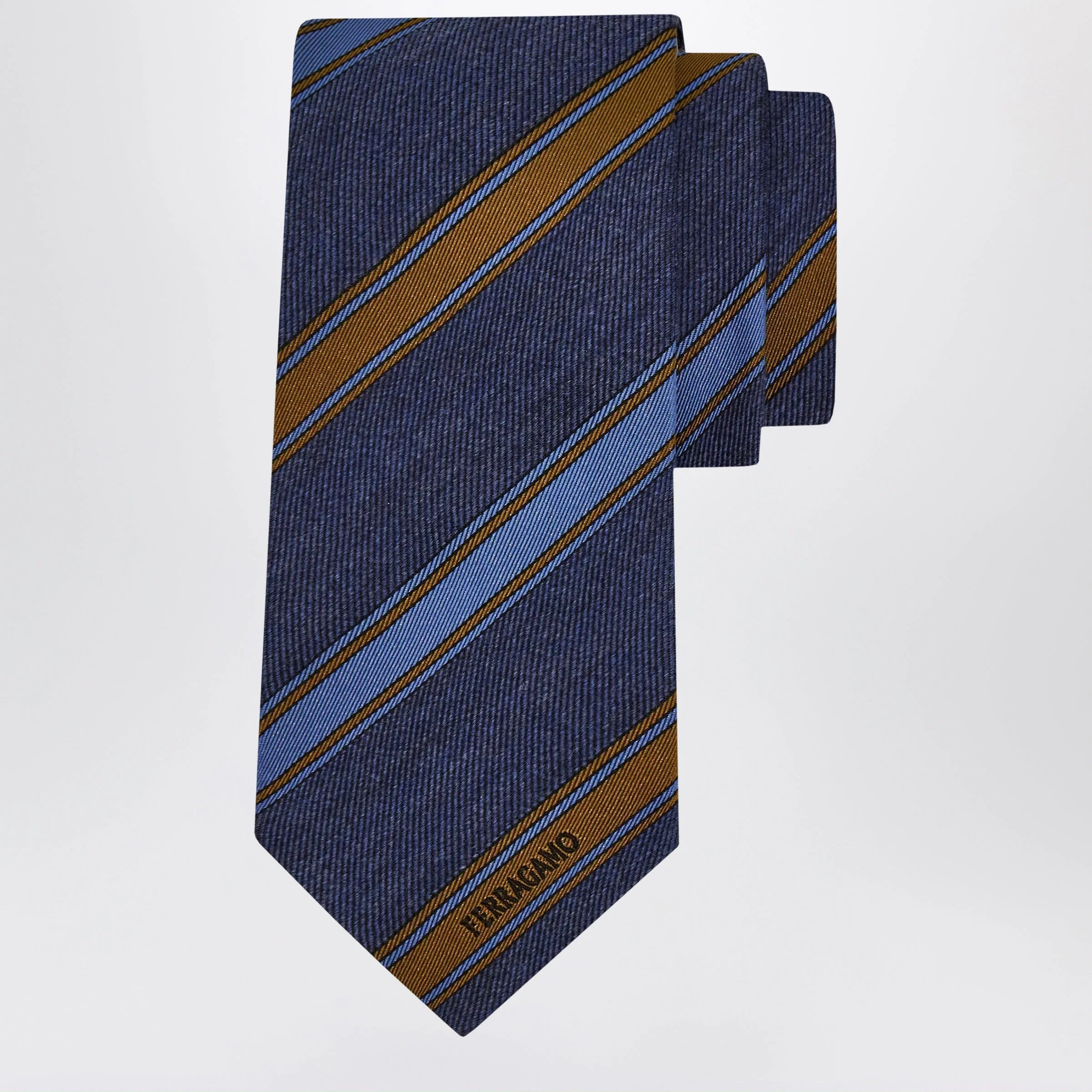 Medium Blue Regimental Jacquard Tie - 1