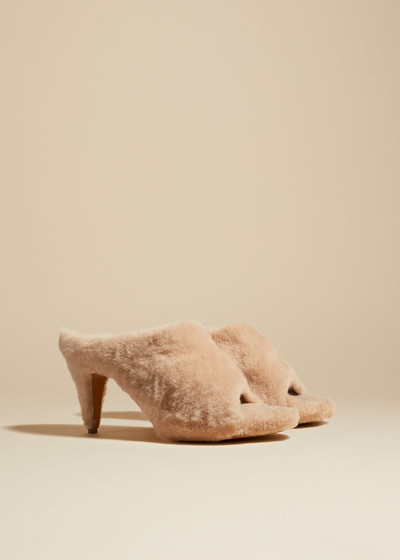 KHAITE The Marion Mule Sandal in Blush Shearling outlook