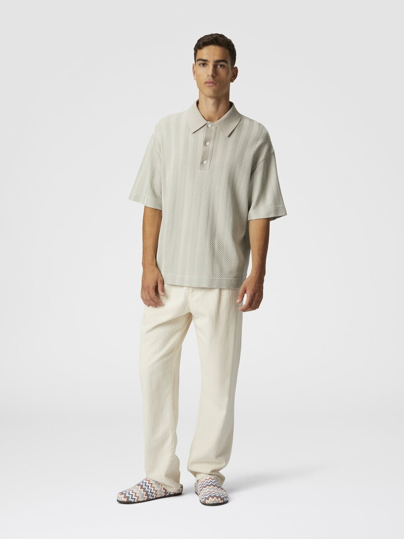 Missoni Cotton and viscose polo shirt with tone-on-tone zigzag outlook