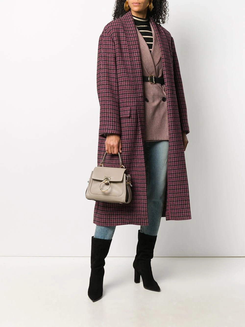 houndstooth check cocoon coat - 2