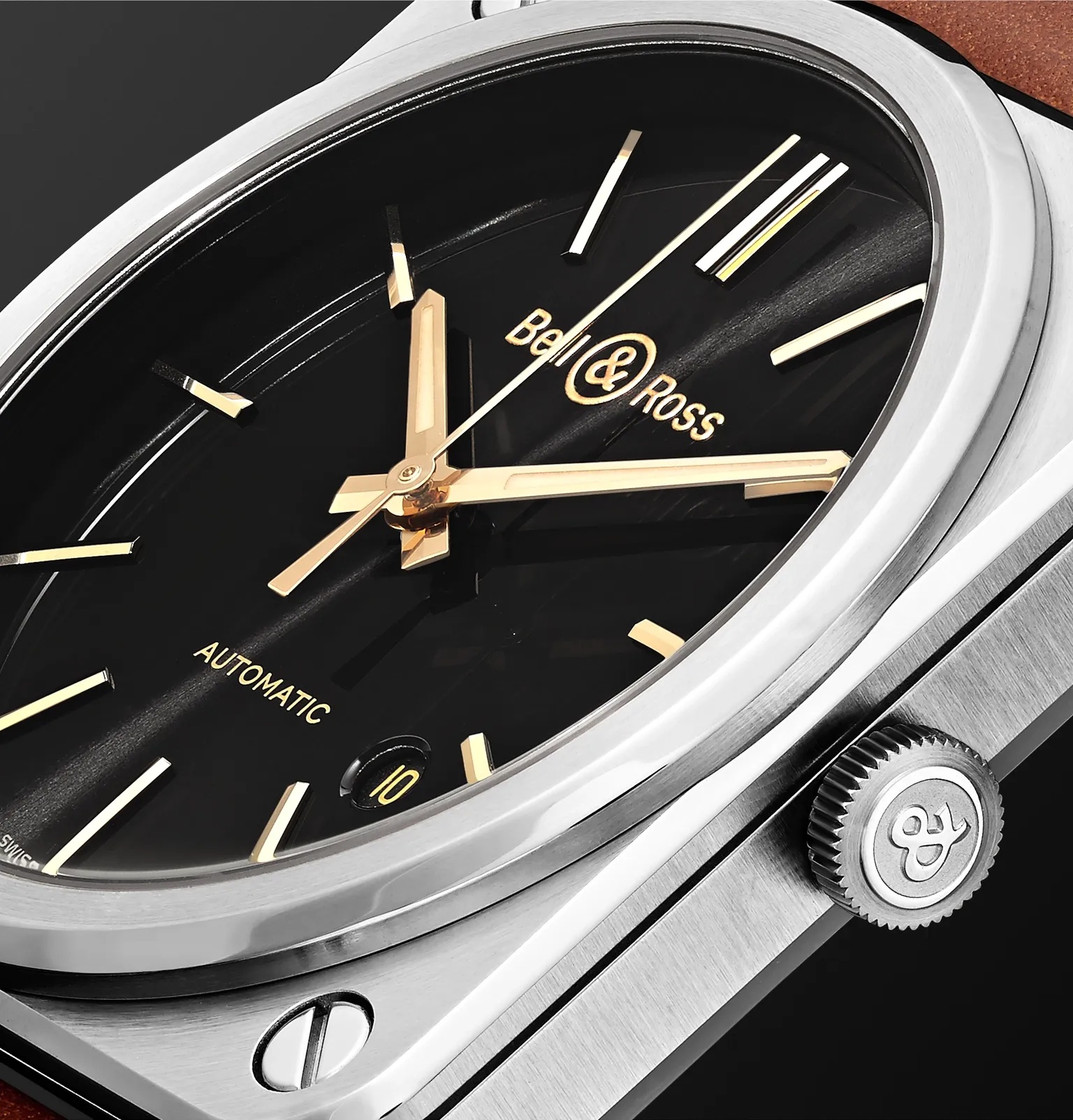 BR S-92 Golden Heritage Automatic 39mm Stainless Steel and Leather Watch, Ref. No. BRS92-ST-G-HE/SCA - 7