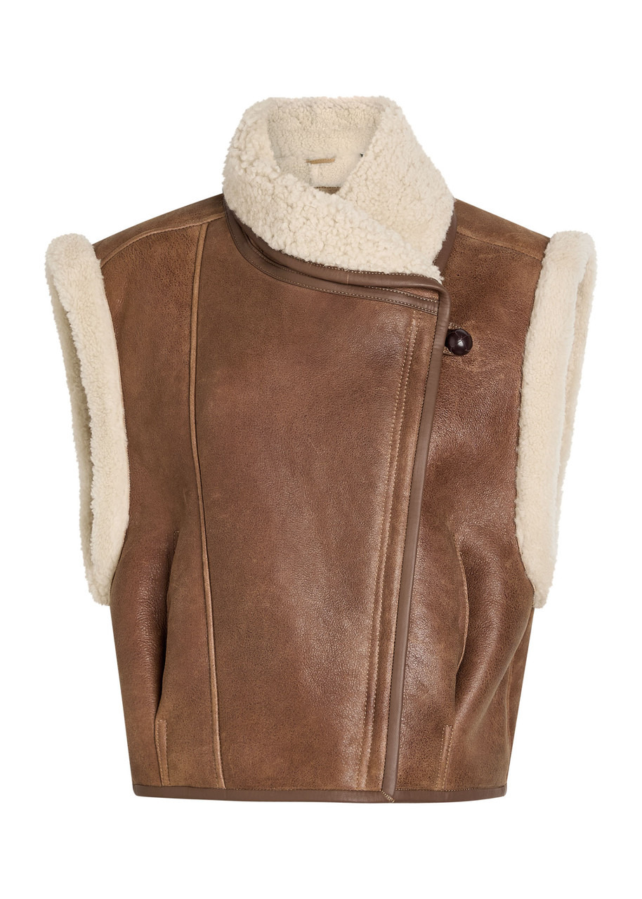 Isabel Marant Alime Shearling-trimmed Leather Sleeveless Jacket - 1