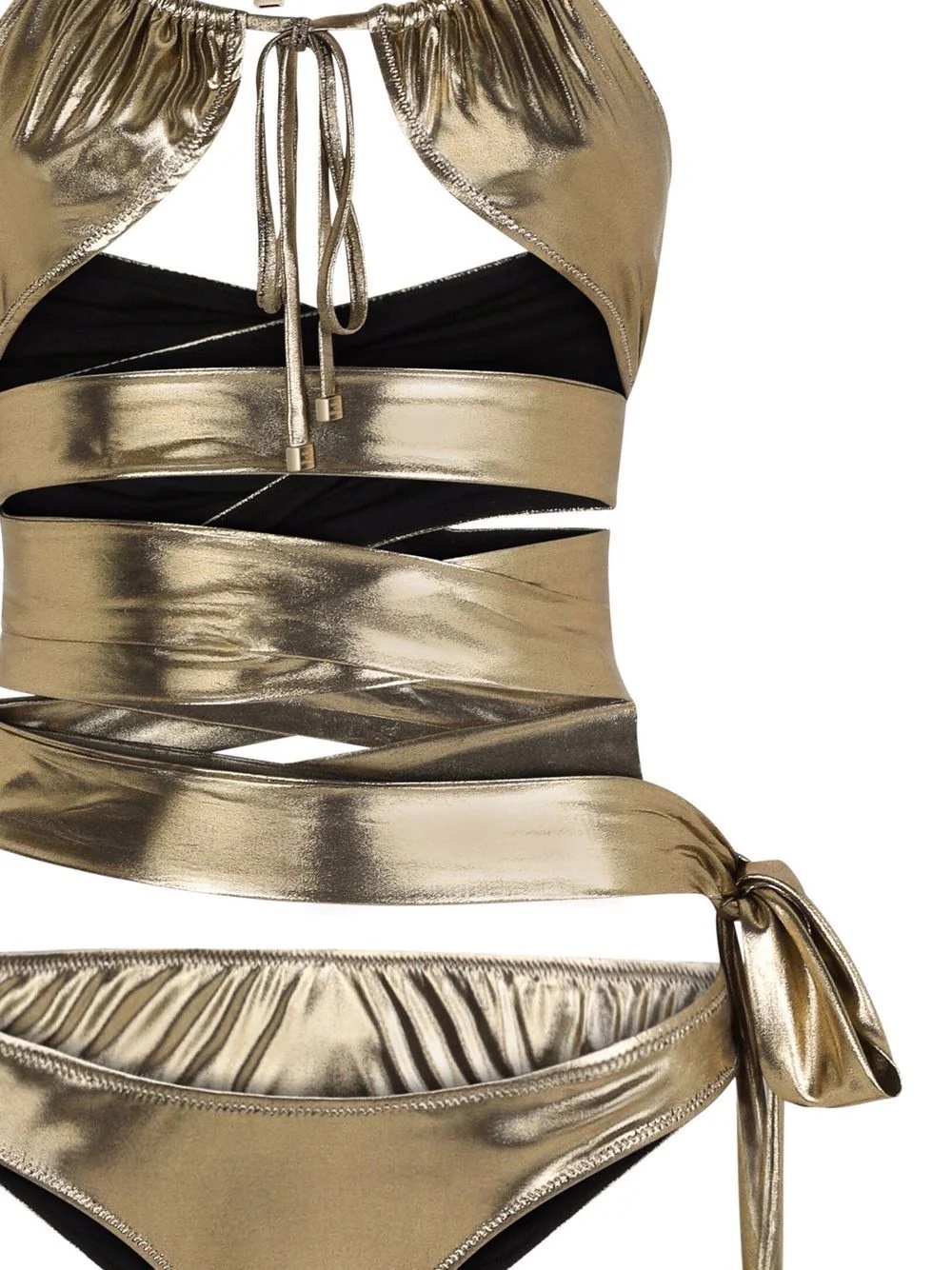 metallic cross-over straps swimsuit - 3
