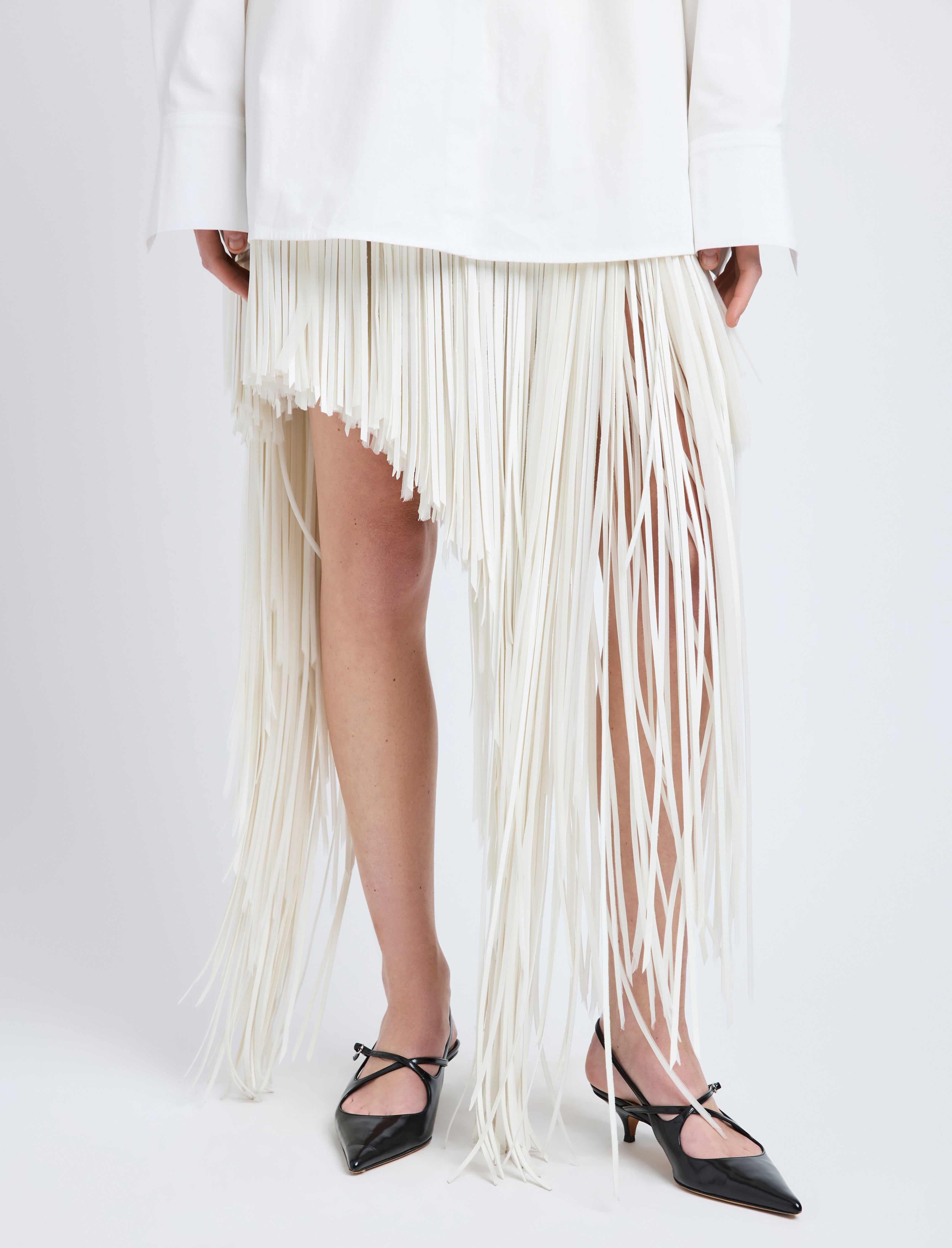 Phia Skirt in Leather Silk Fringe - 5