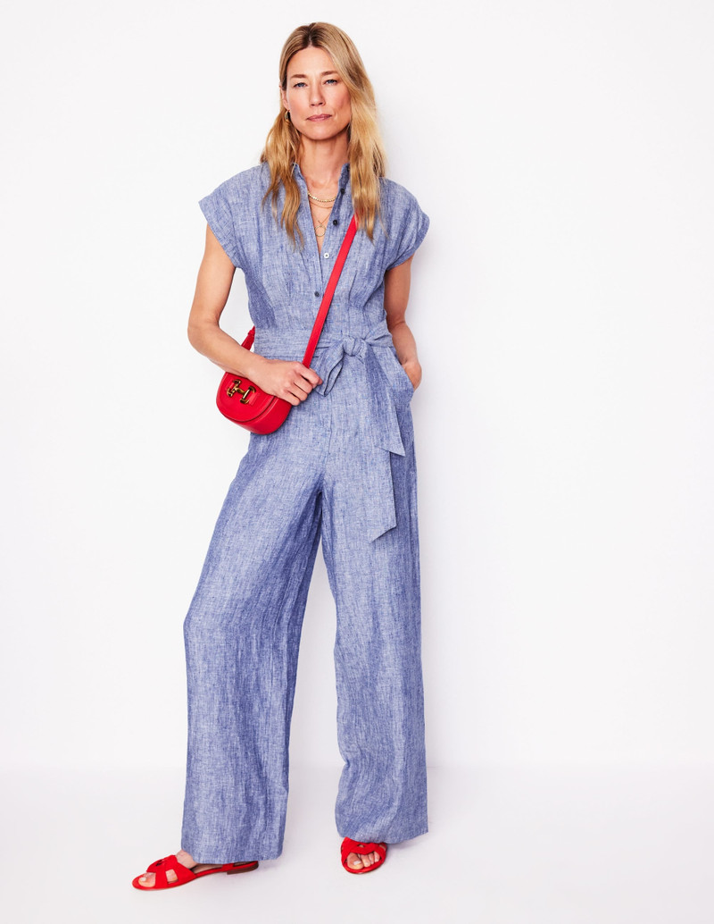 Colette Linen Jumpsuit-Authentic Blue Chambray 6