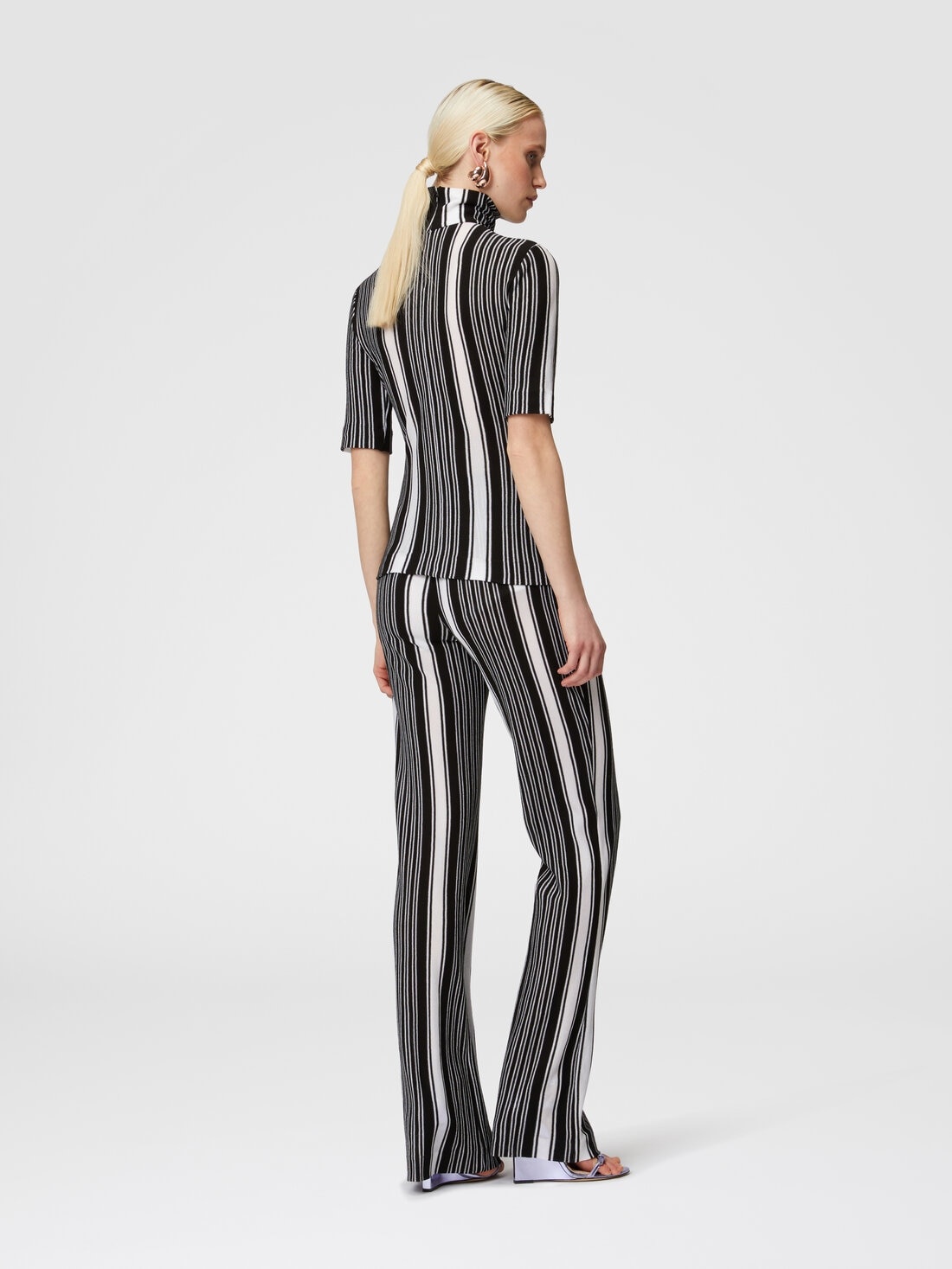 Straight striped trousers in cotton and viscose - 3