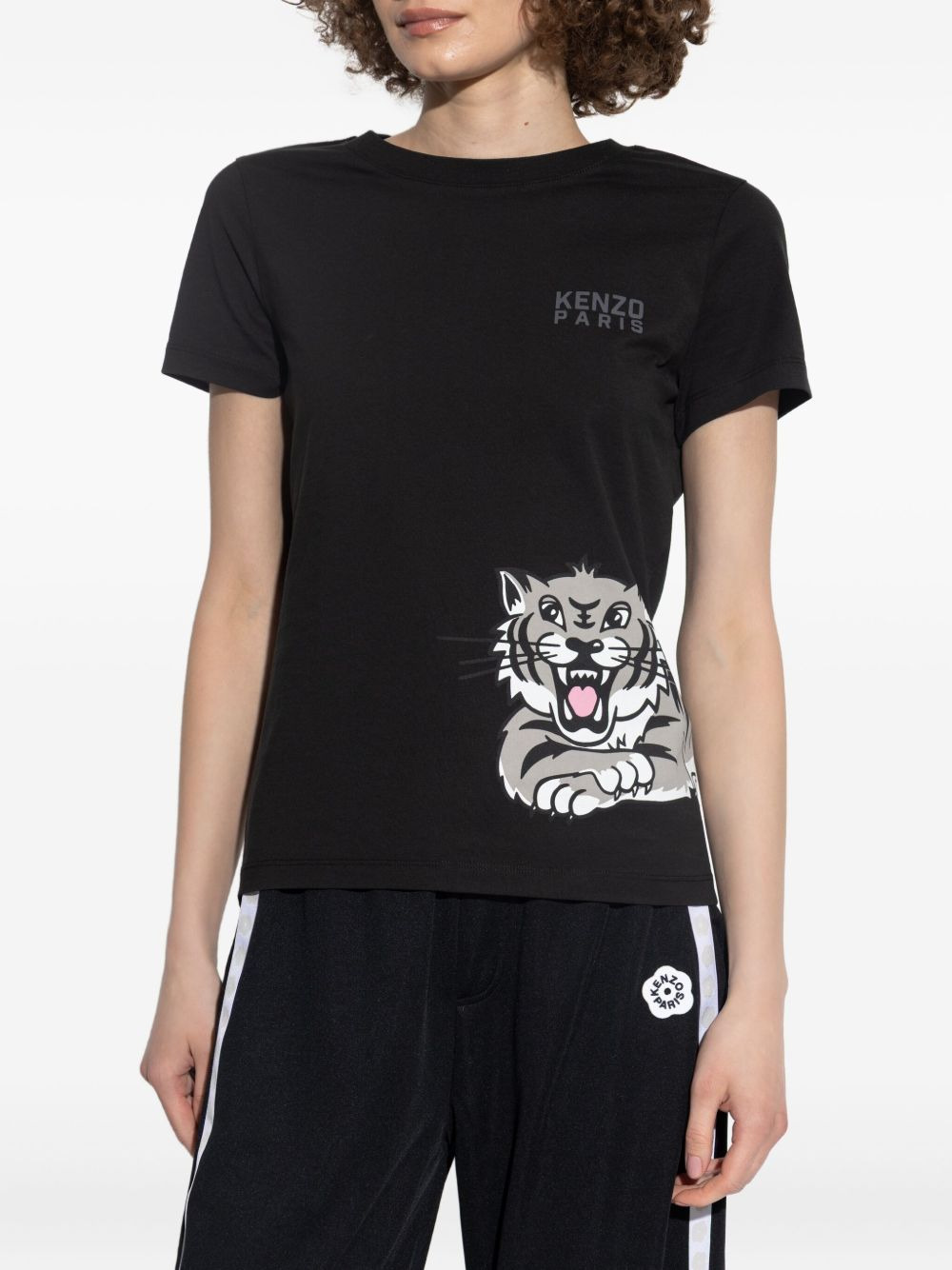 tiger-print cotton top - 3
