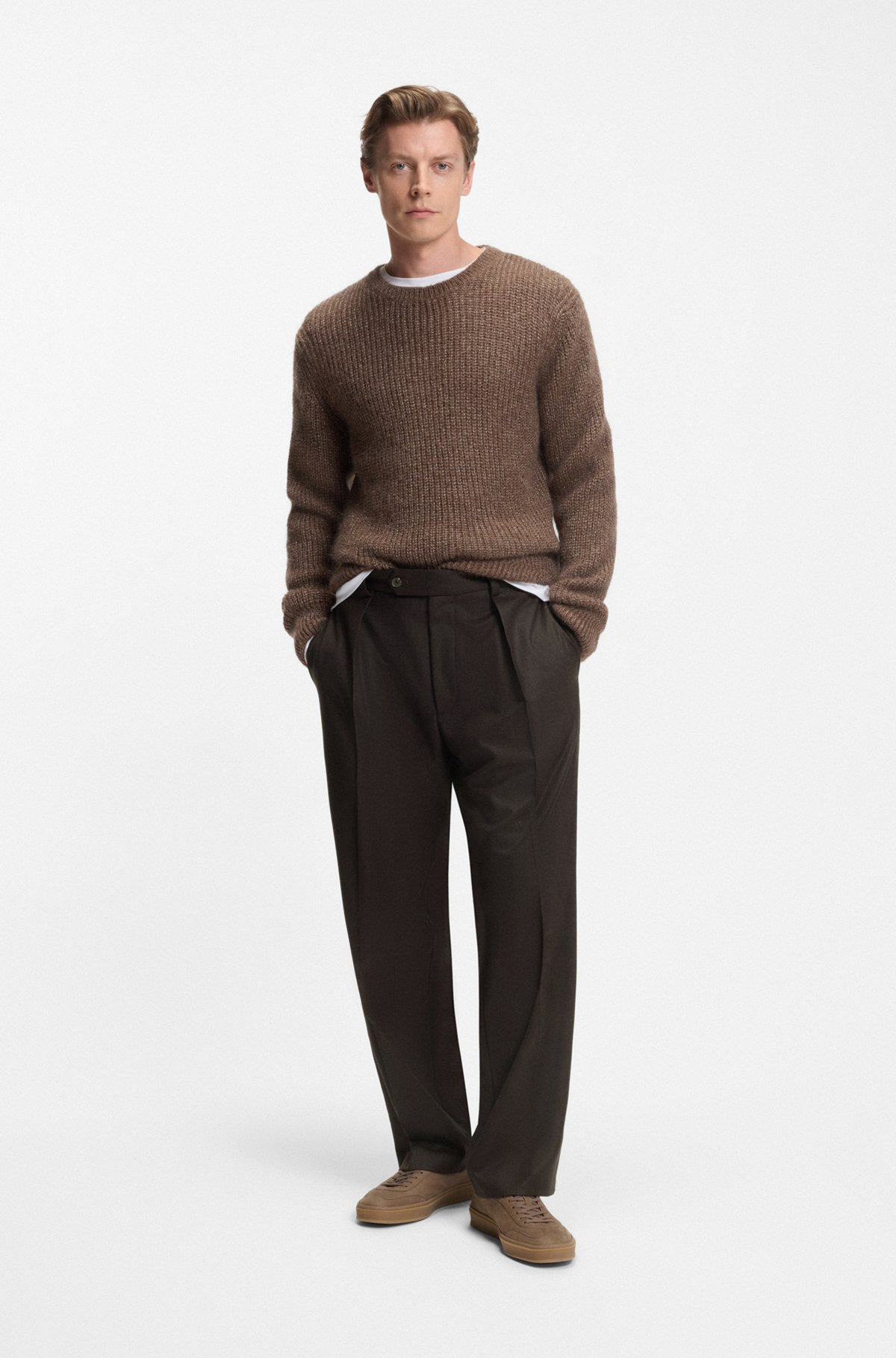 BECKHAM X BOSS RELAXED-FIT TROUSERS IN VIRGIN WOOL - 3