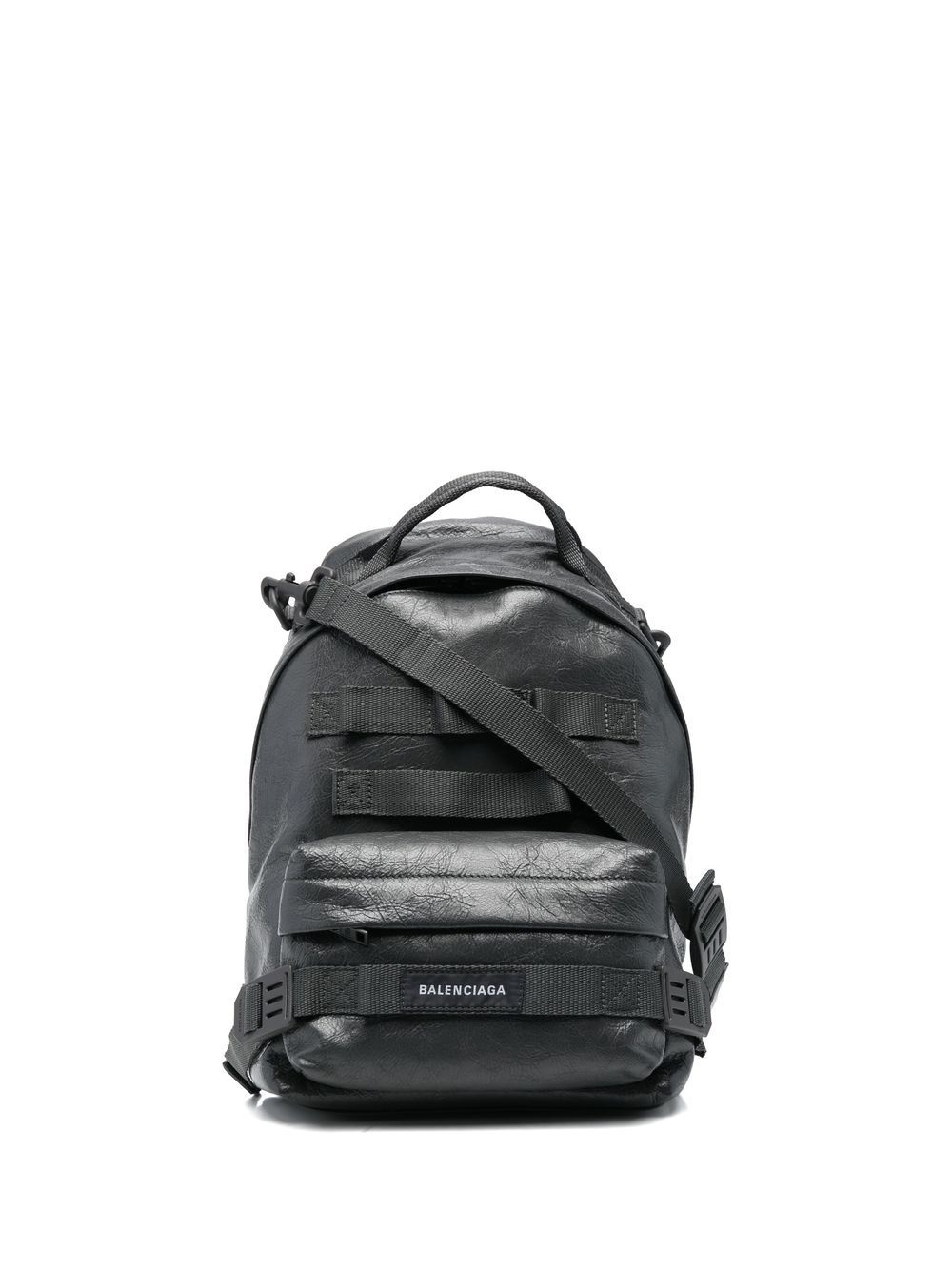 leather logo-patch backpack - 1
