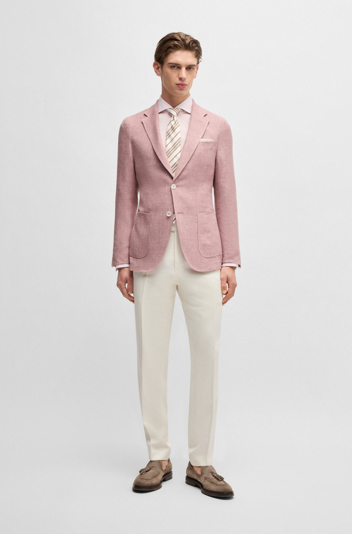 SLIM-FIT BLAZER IN LINEN, WOOL, SILK AND STRETCH - 3