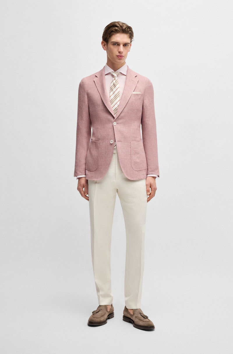 BOSS SLIM-FIT BLAZER IN LINEN, WOOL, SILK AND STRETCH outlook
