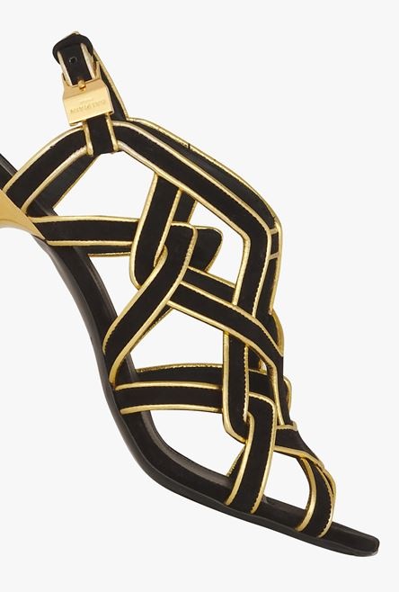 Black and gold suede Urania sandals - 5