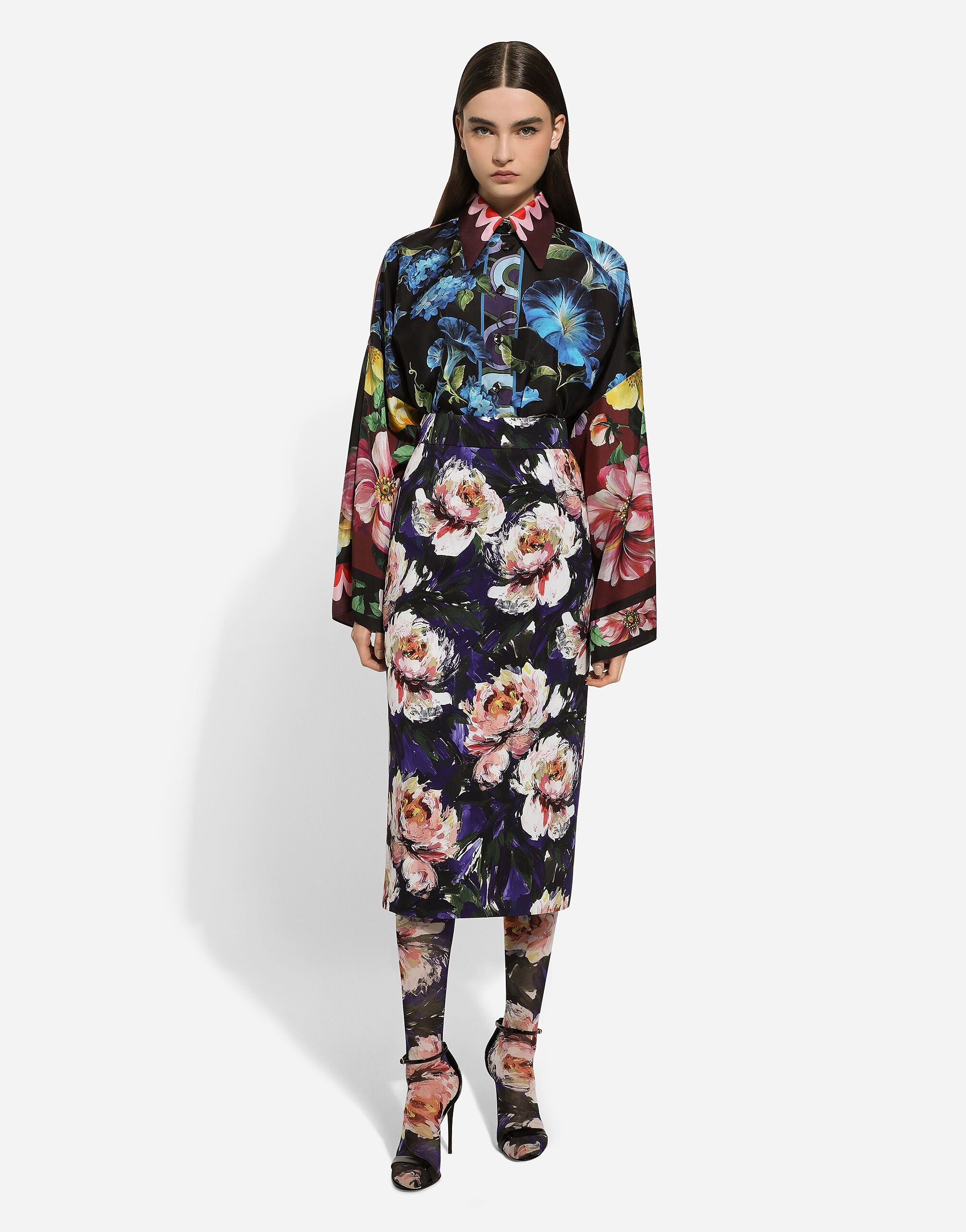 Oversize silk shirt with floral print - 2