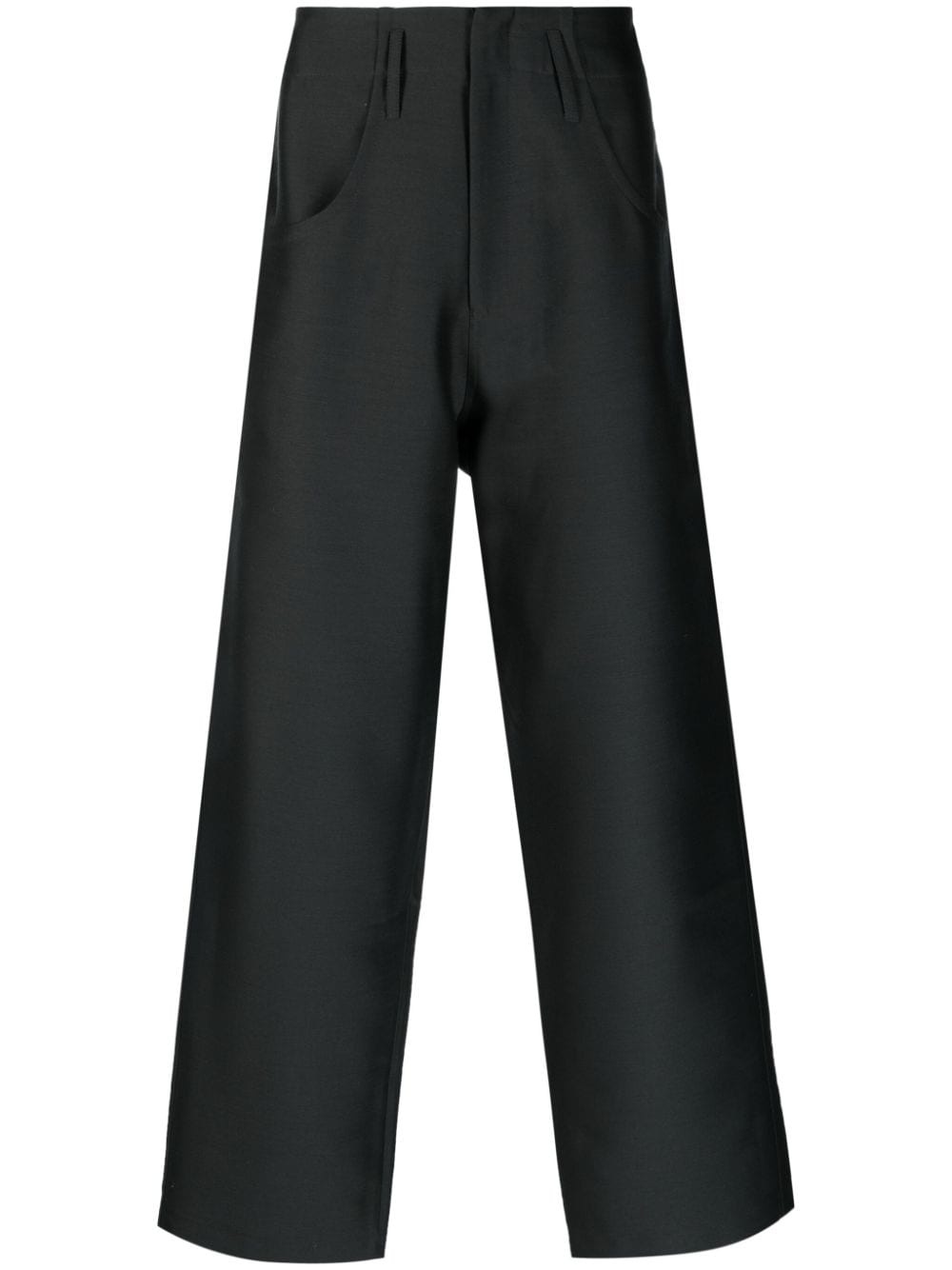 pleated high-waisted flared trousers - 1