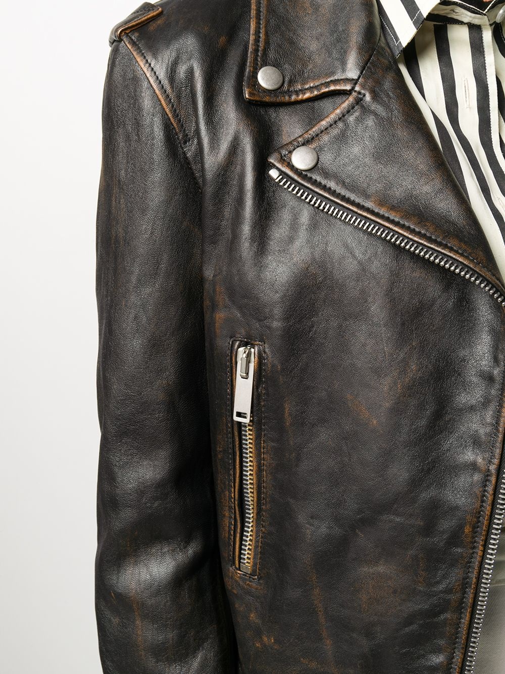 raw leather biker jacket - 5