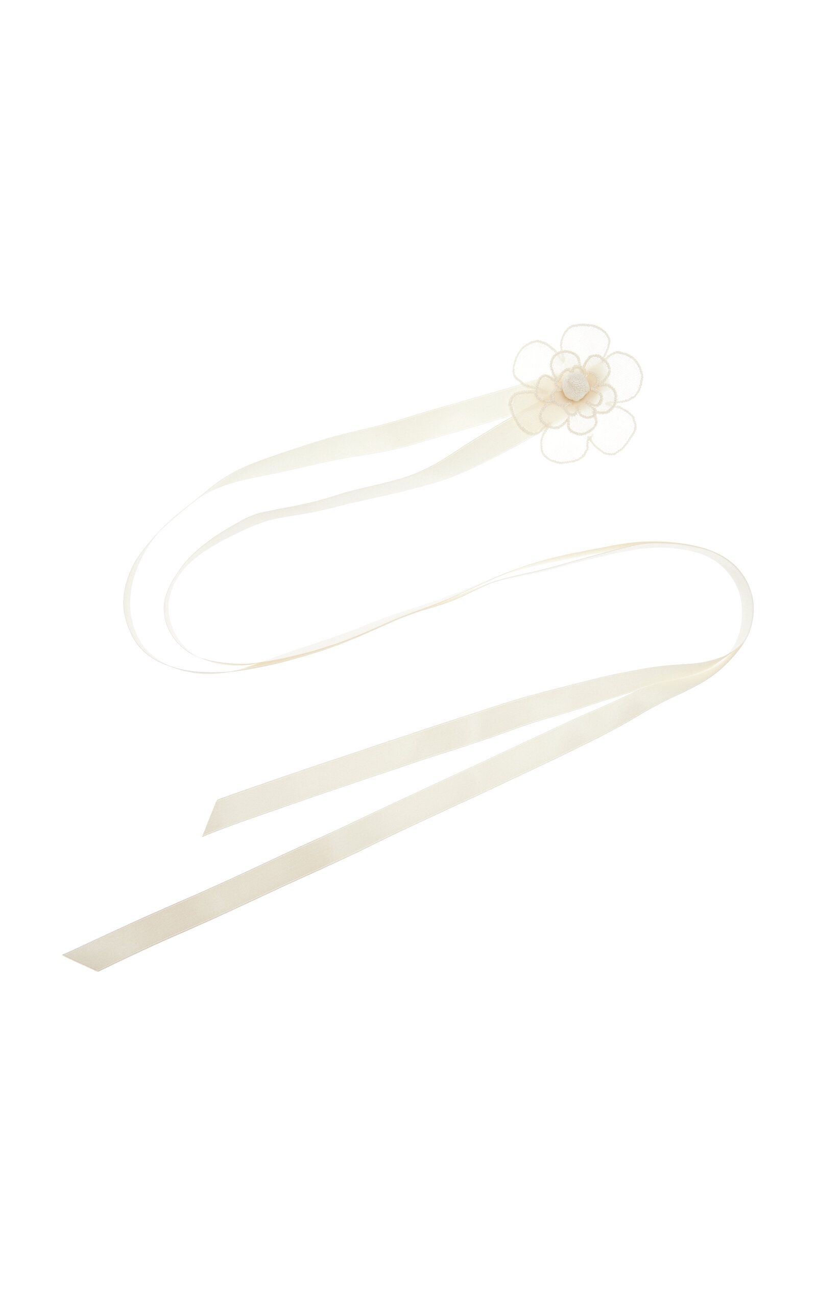 Susanna Flower-Detailed Silk Ribbon Necklace white - 1