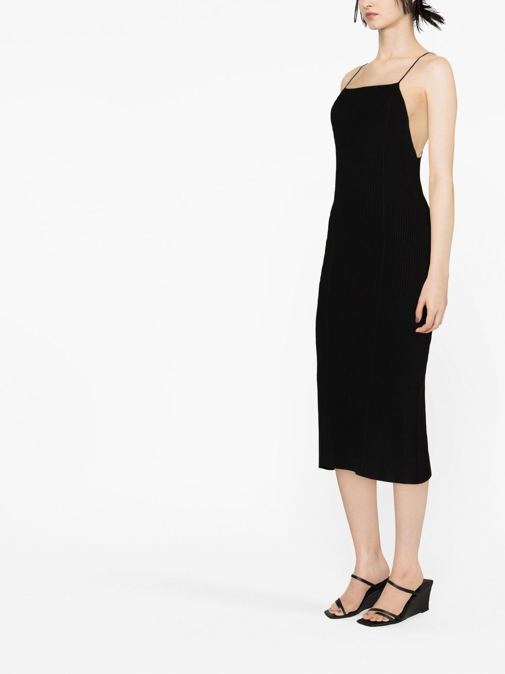 ribbed-knit low-back dress - 3
