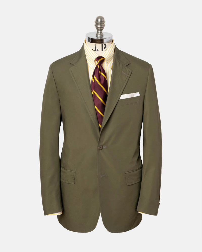 MADE-IN-CANADA SOLID OLIVE COTTON POPLIN SUIT 1