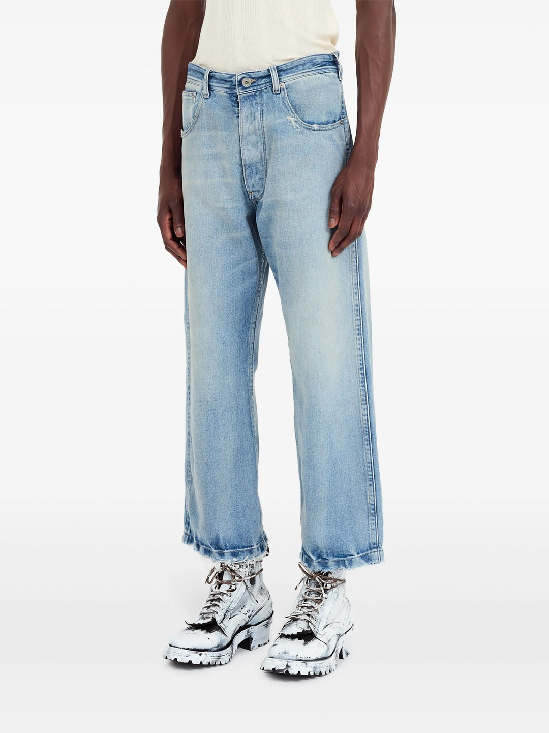 Ecru Denim Pocket Pants - 6