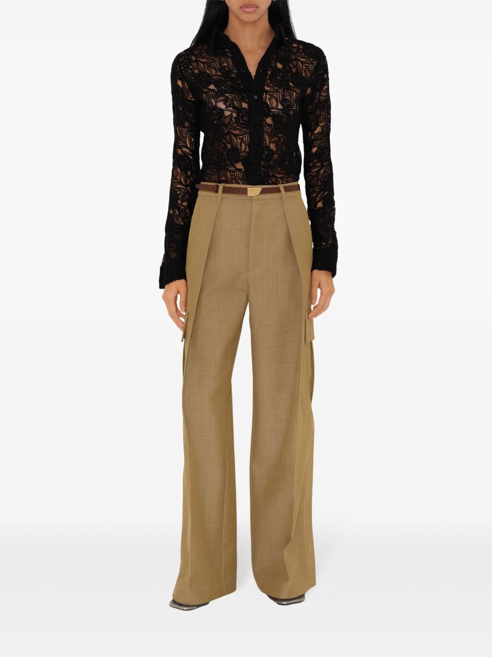 wide-leg wool cargo trousers - 2