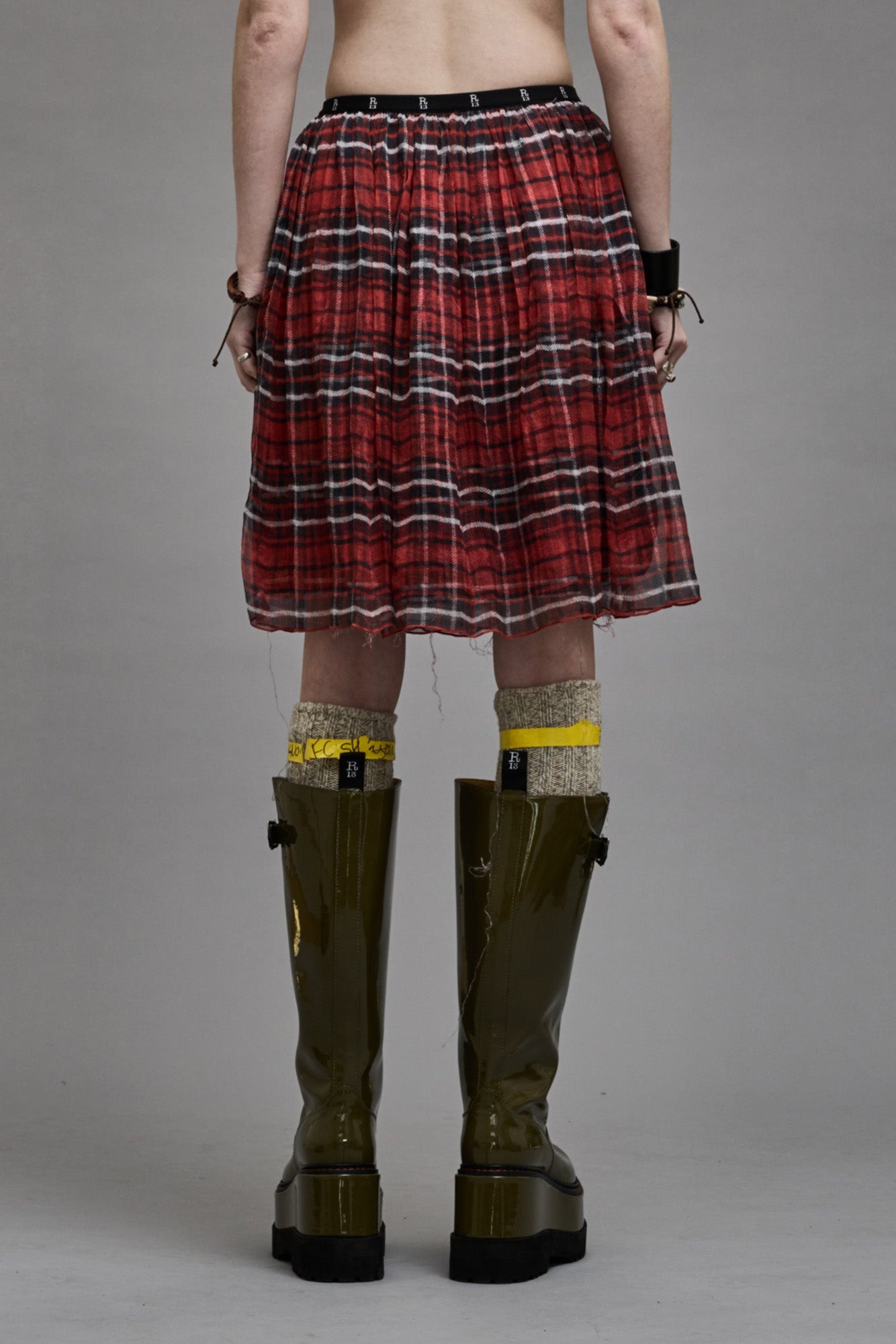 DOUBLE LAYER KILT SKIRT - RED PLAID - 7