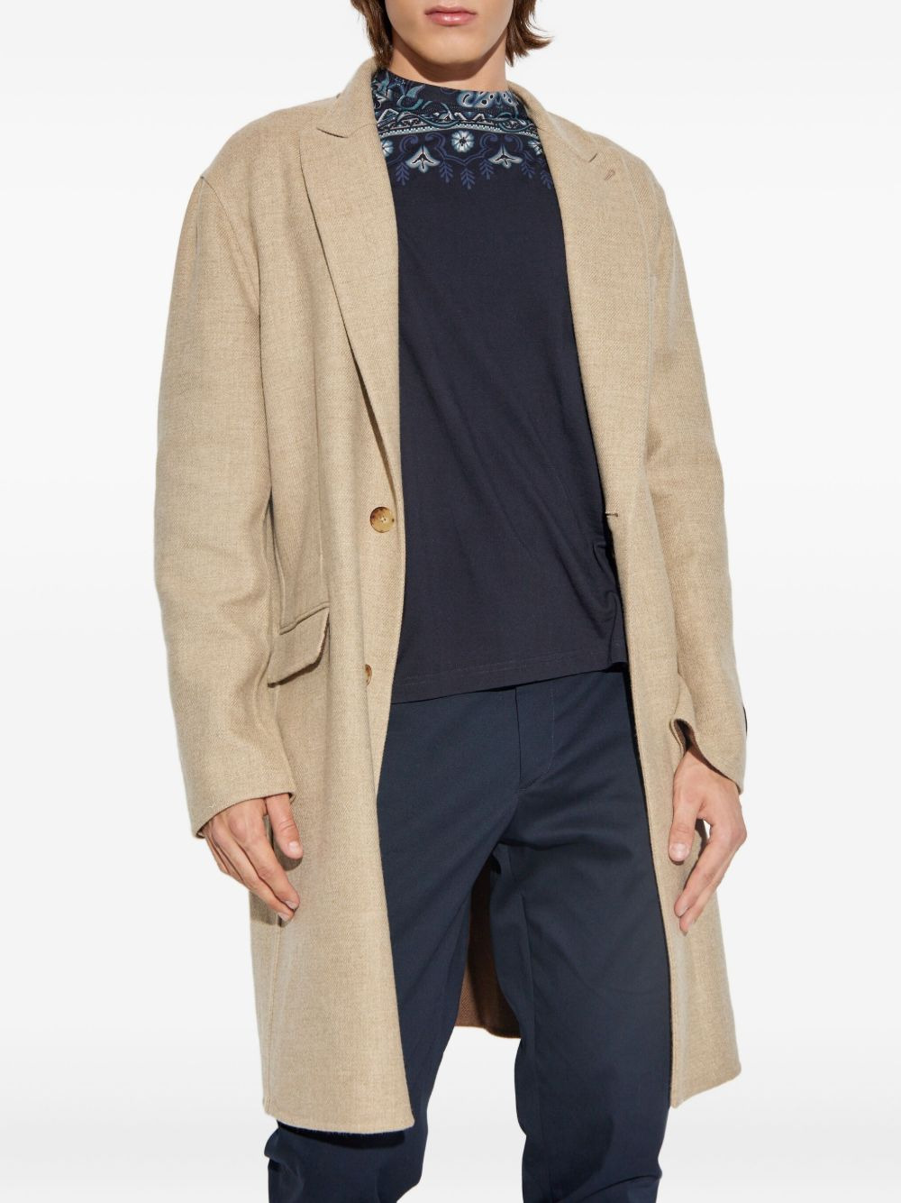 three-button wool coat - 3