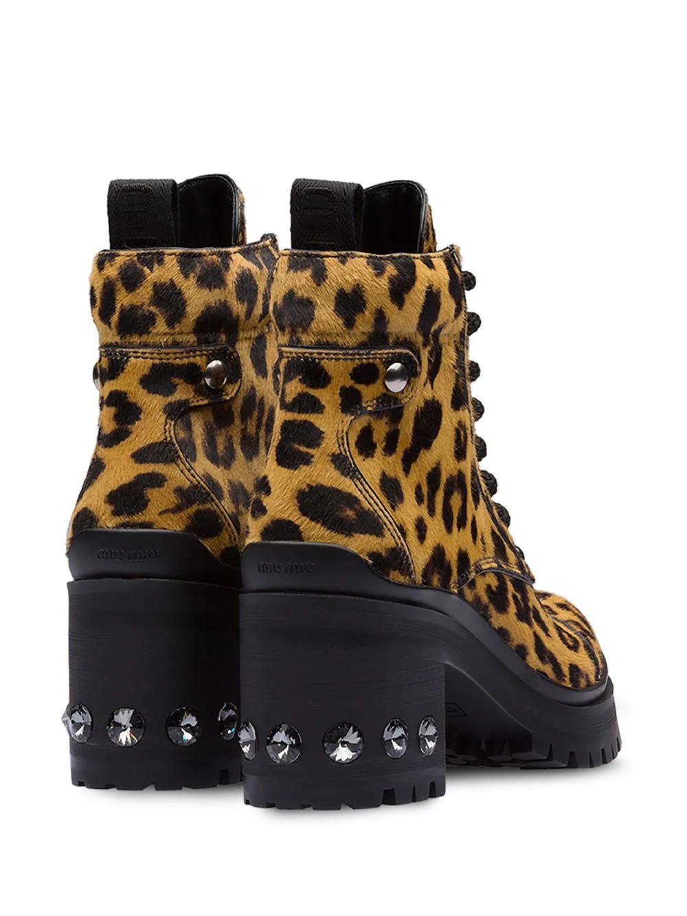 leopard print embellished boots - 3