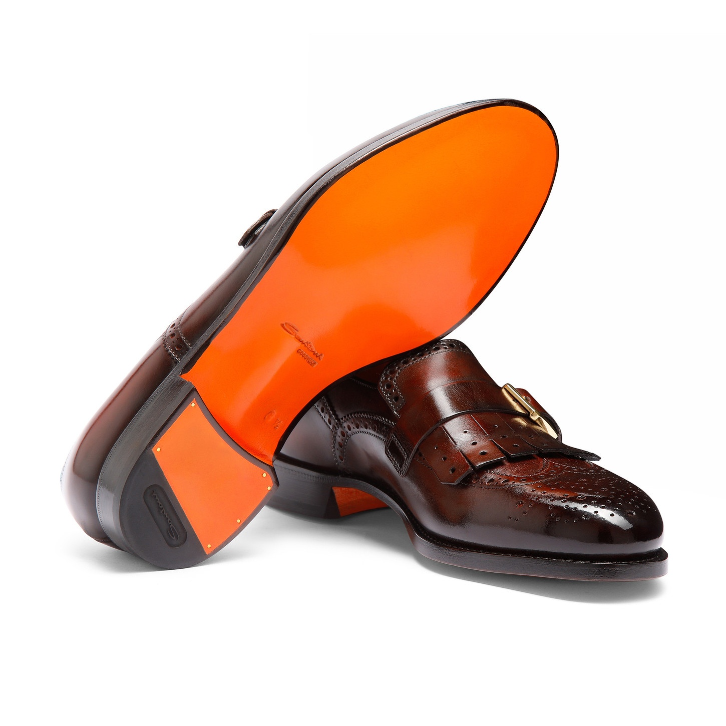 Men's burgundy leather single-buckle loafer with fringe - 3